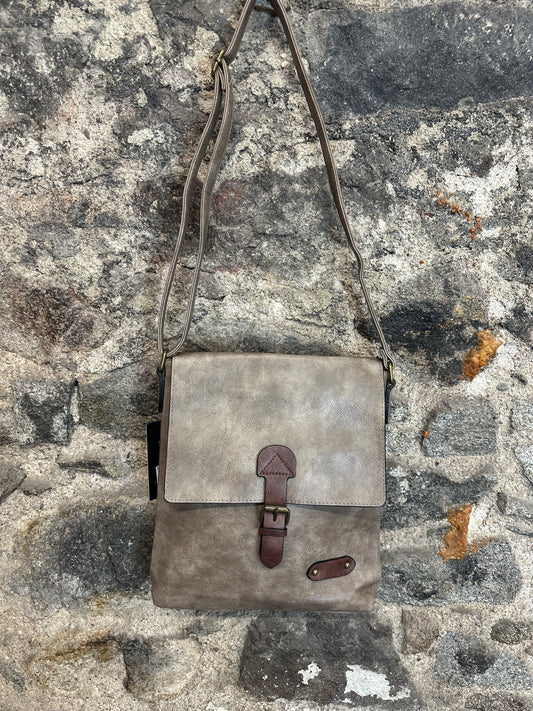 “Maggie “ mocha vegan crossbody satchel