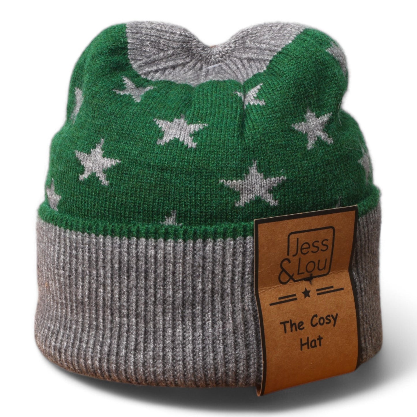 “Forest green and grey “ cosey unisex beanie