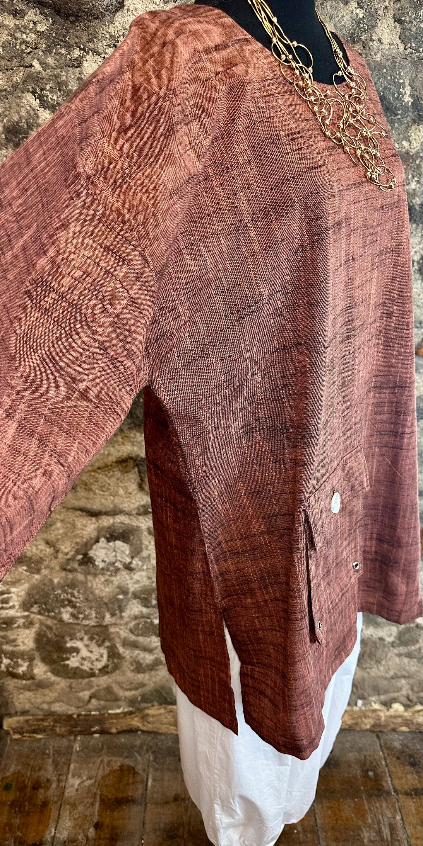 “Ava “ linen blend Italian tunic copper