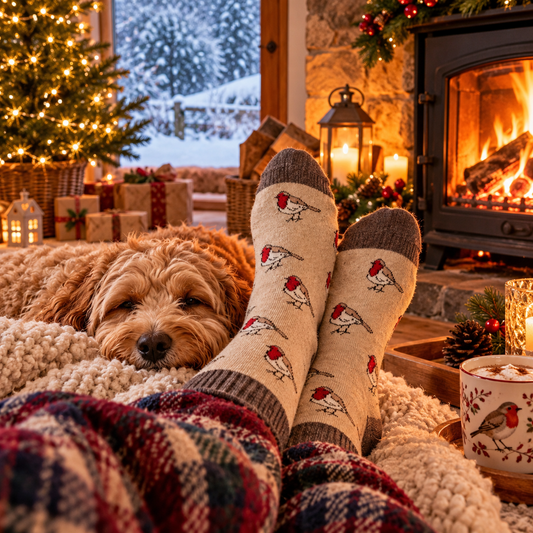 “Little robin “ cosey cappuccino socks