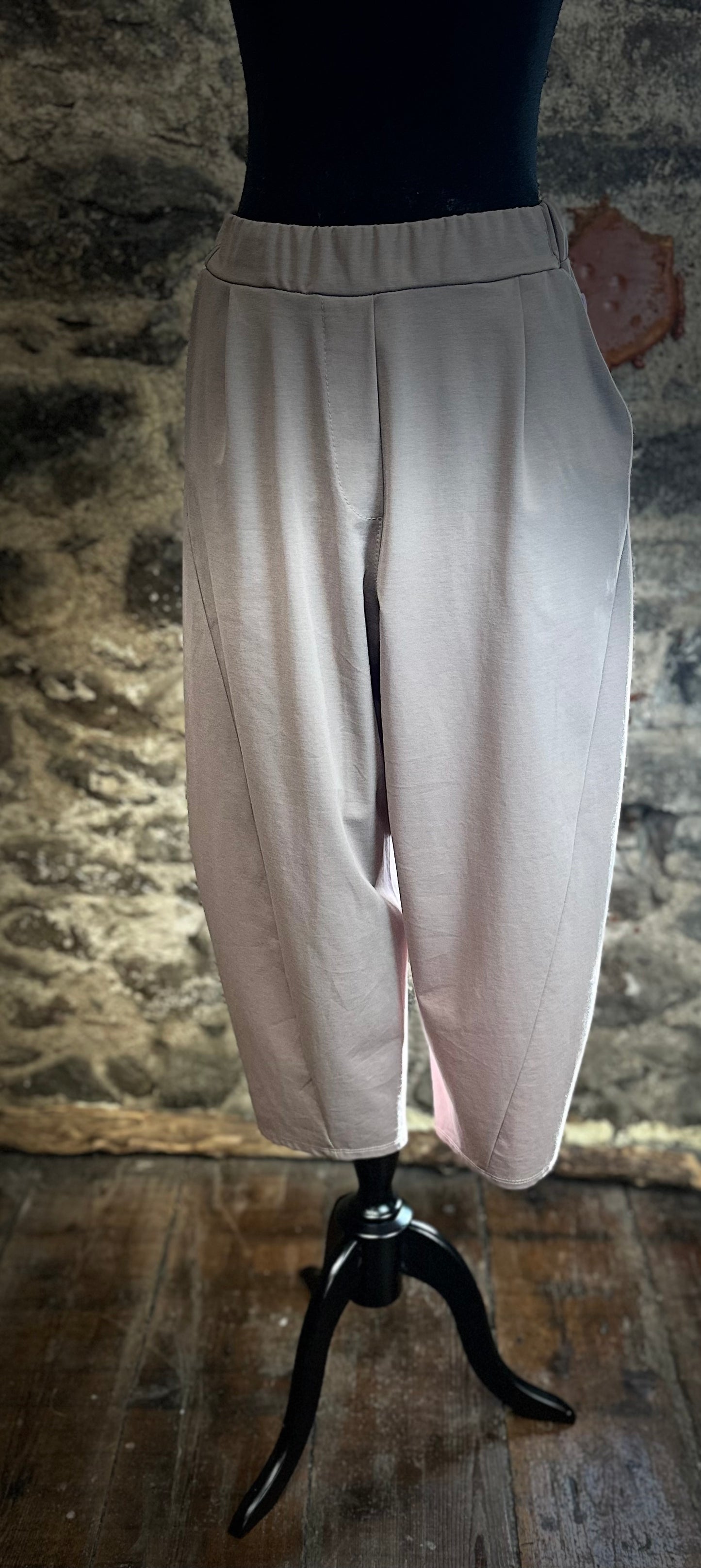 “Annabelle”pinstripe mocha and ivory pilgrim ruffle italain shirt