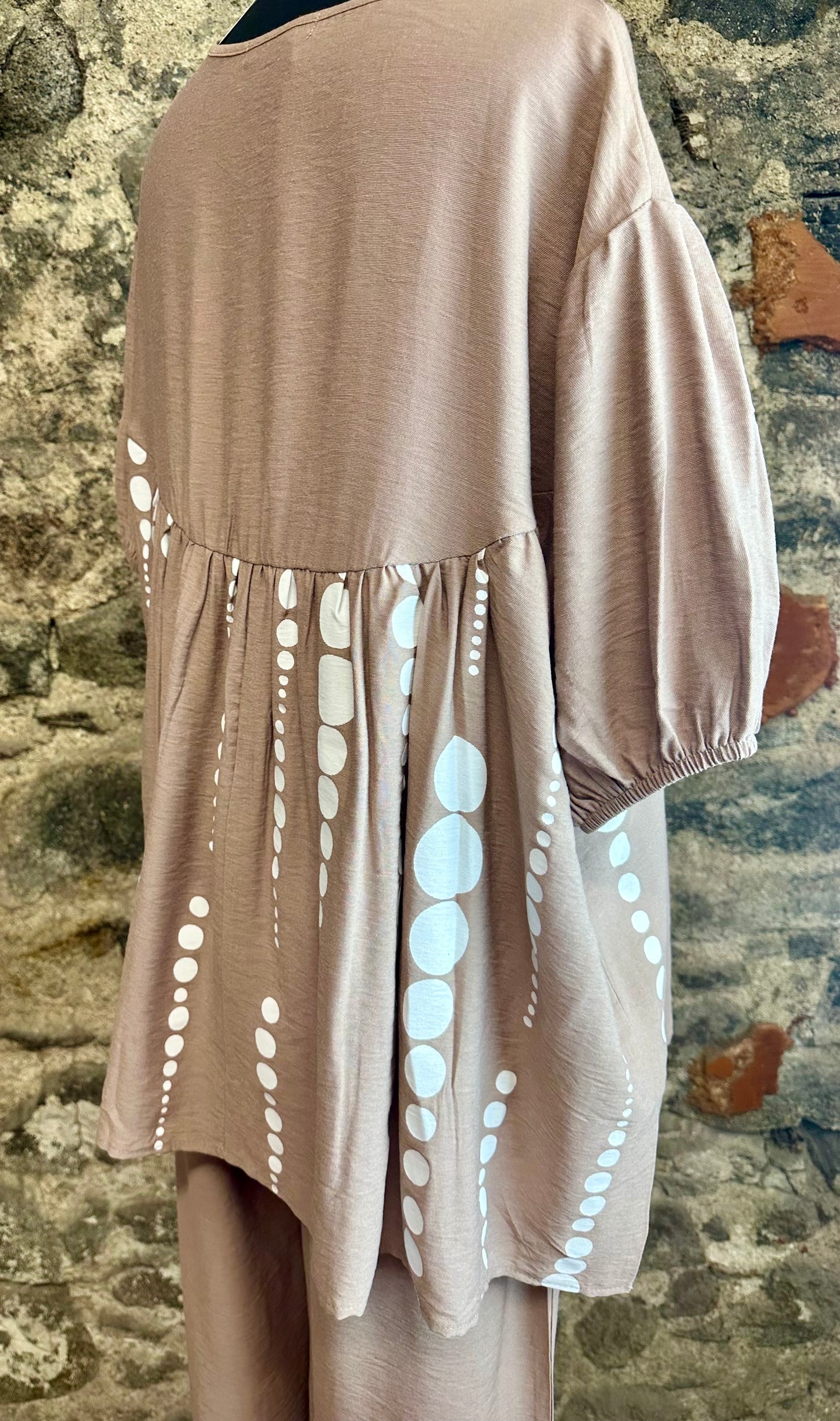 “Davina “ Italian mocha empire line tunic