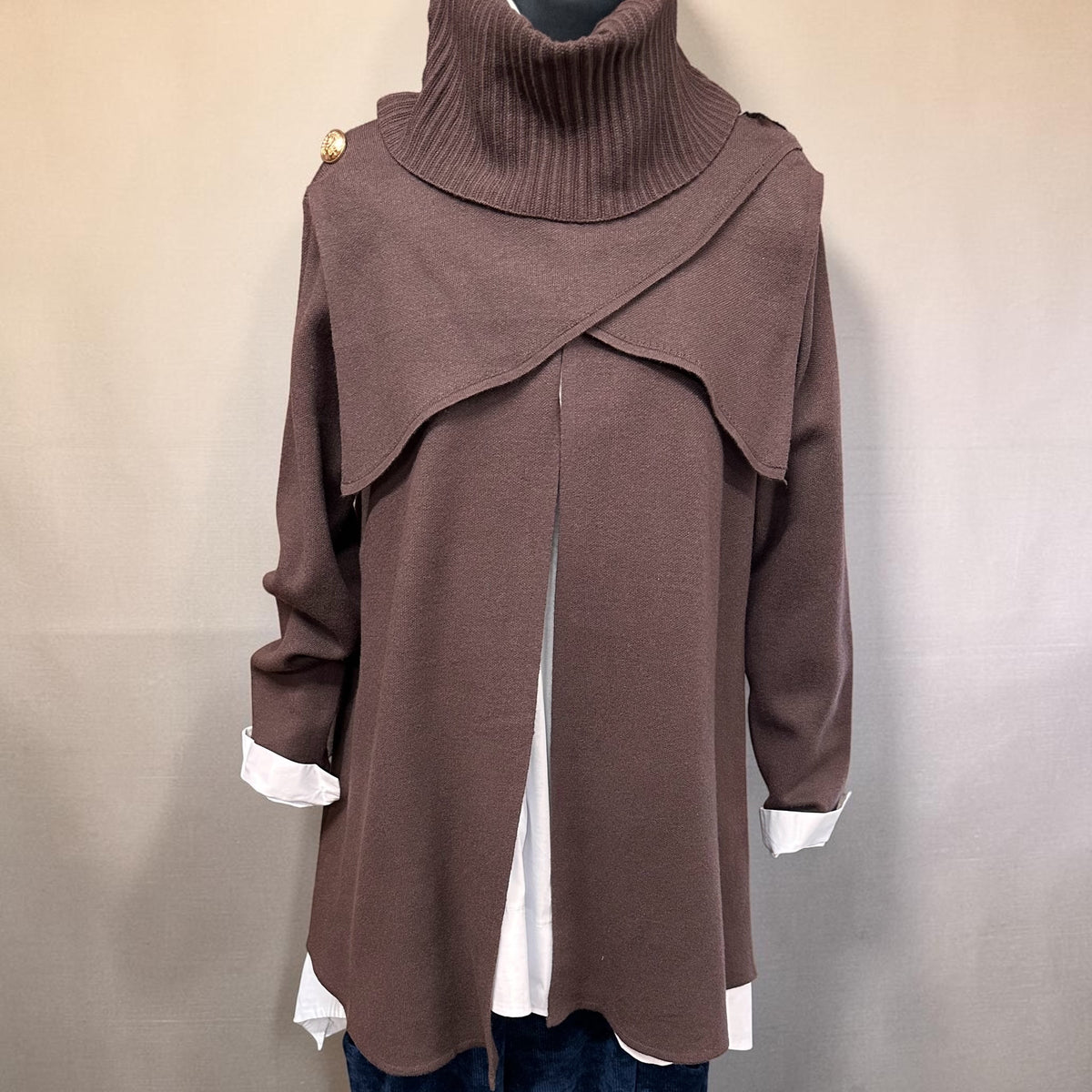 “Rosie “ chocolate brown Italian cape knit