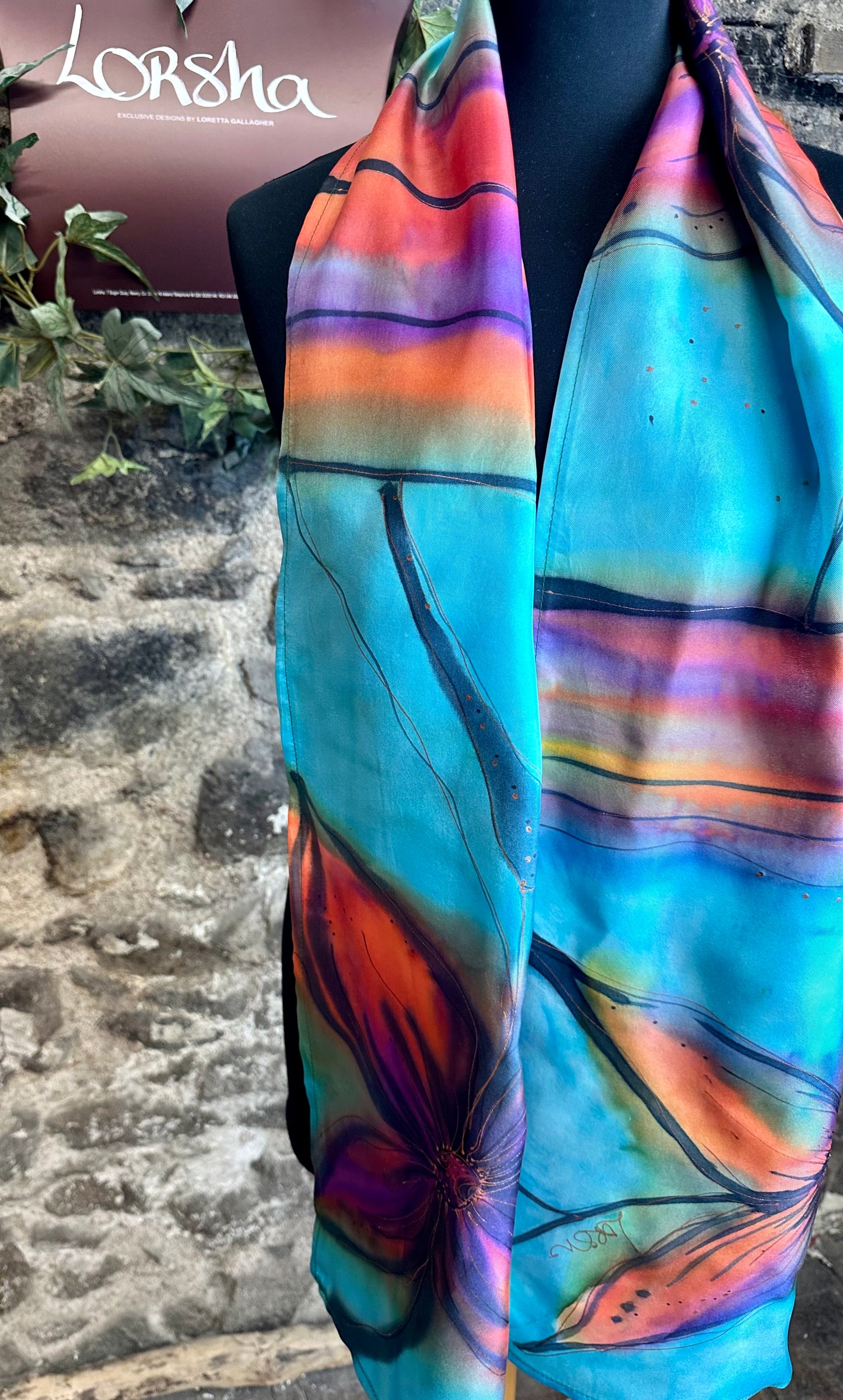 Lorshadesign Handpainted silk scarf