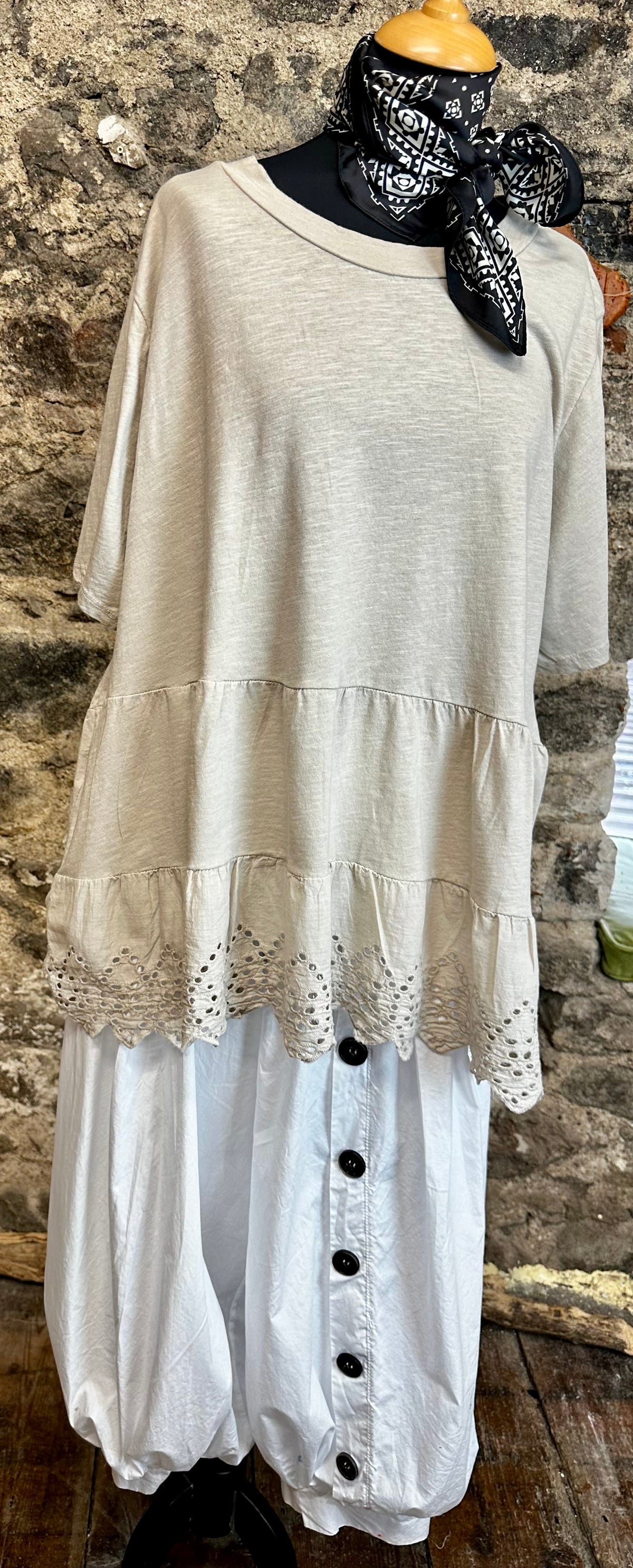 “Nancy “ natural stone Italian layering T-shirt