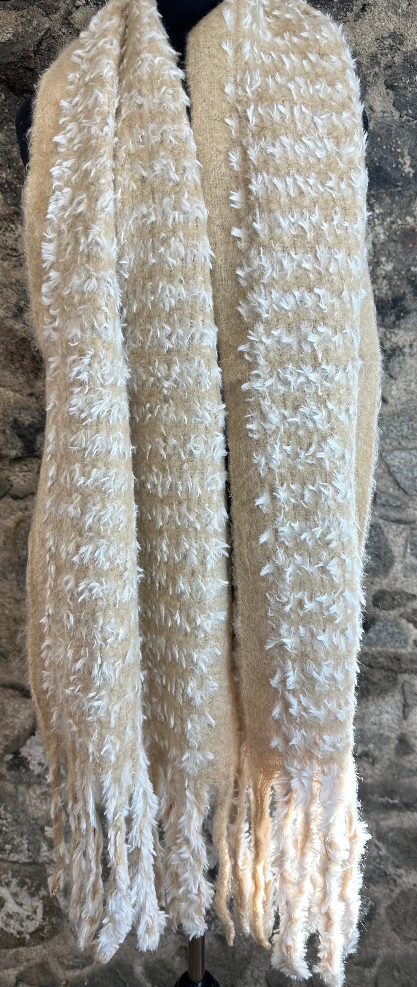 Cosey cream and winter white super soft wrap