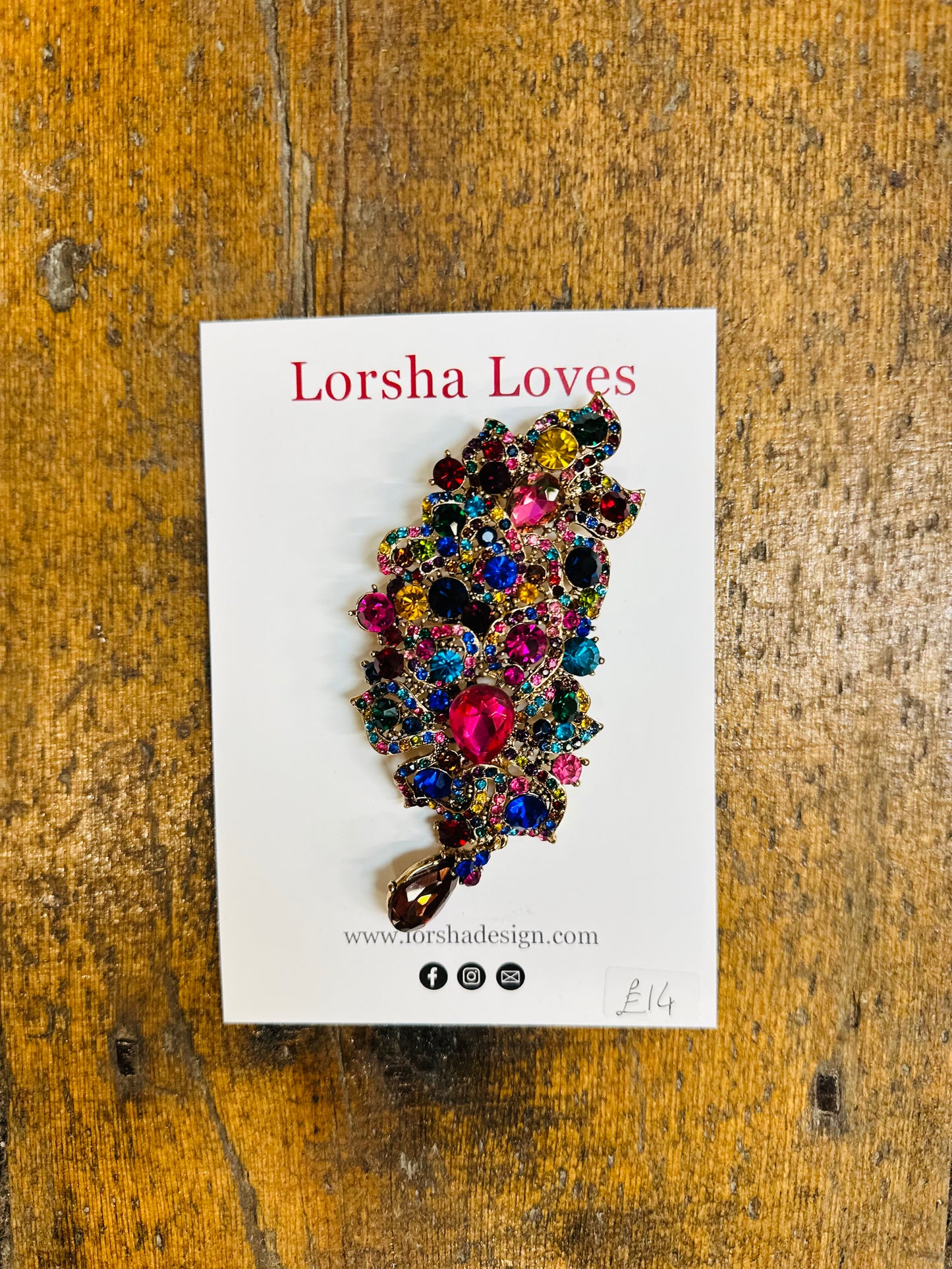 “Lorsha loves “ bejewelled statement pin brooch