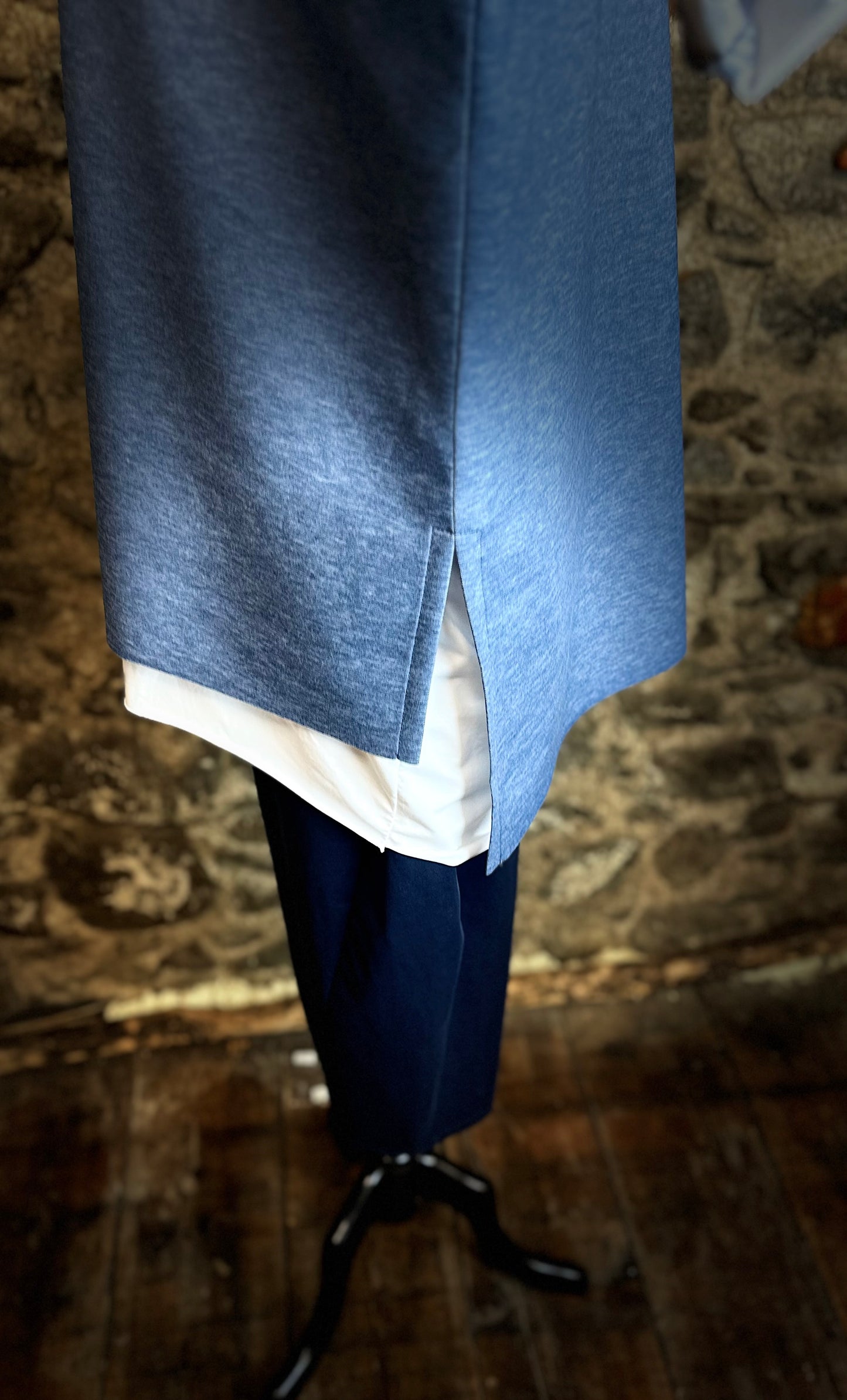 “Erica “ denim blue easy wear seamed sweatshirt