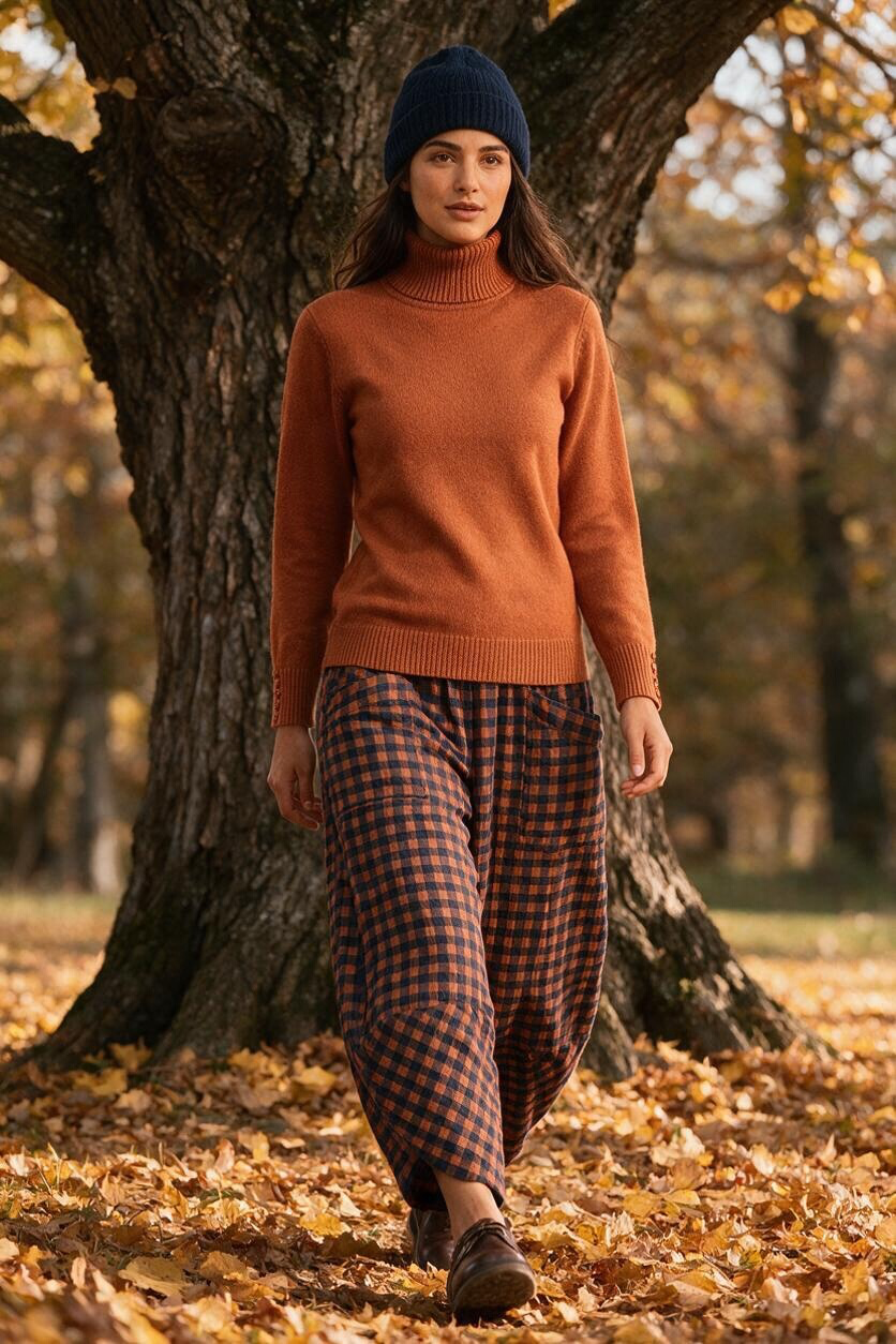 Ciara ..autumn rust Italian high neck soft knit