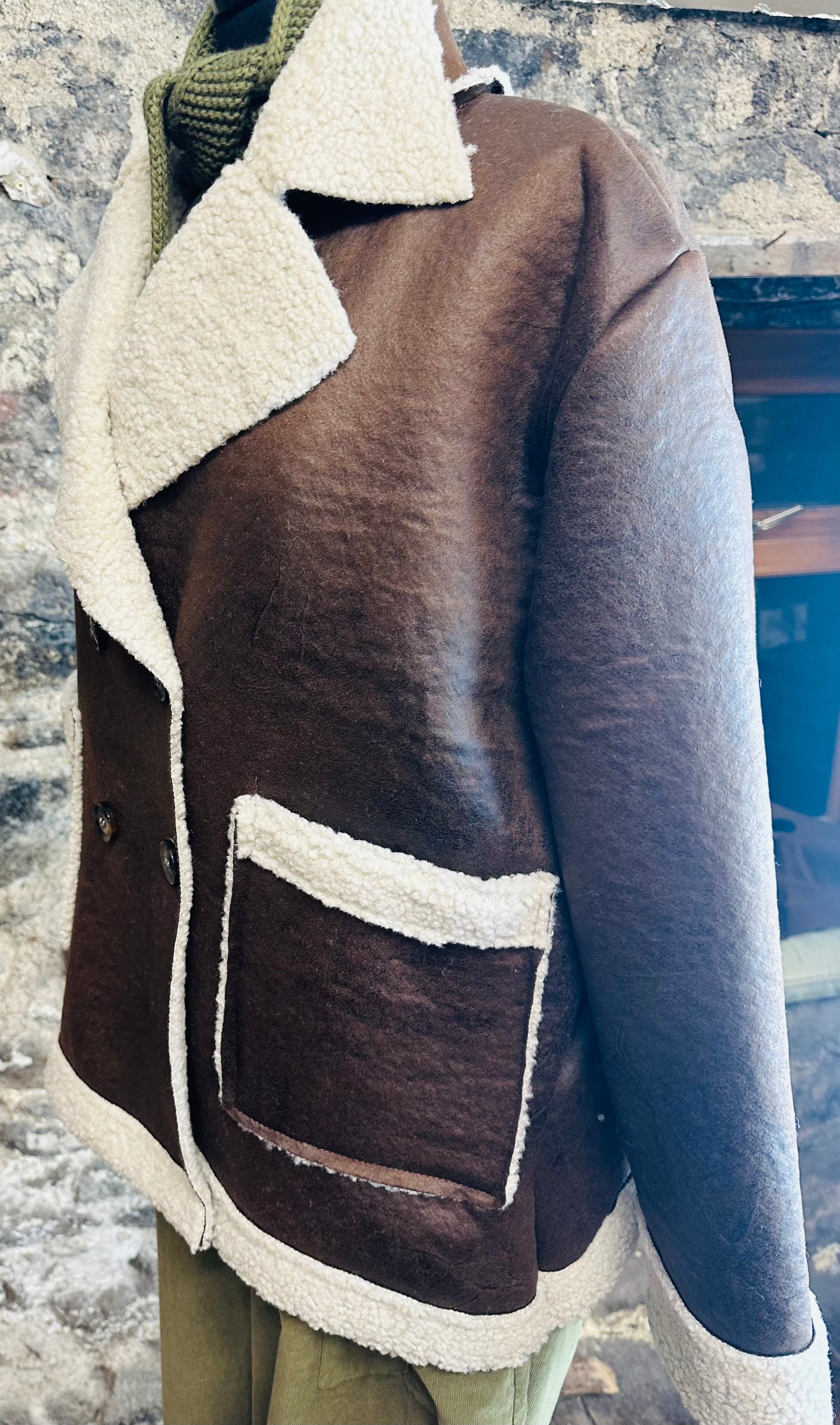 “Mira “ chocolate Italian shearer box jacket