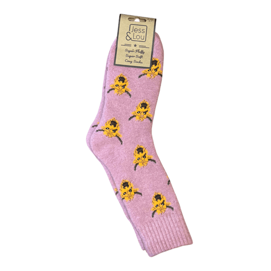 Cosey ribbed top pink highland cow socks