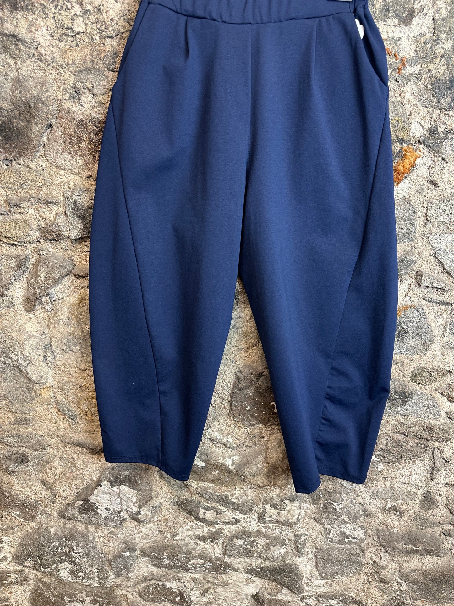 “Lottie “ indigo navy Italian barrel leg cocoon trouser