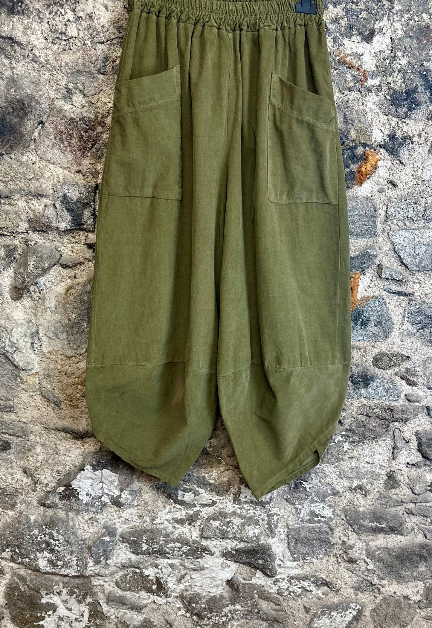 “Toni “ sage green Italian needle corduroy cocoon cullottes