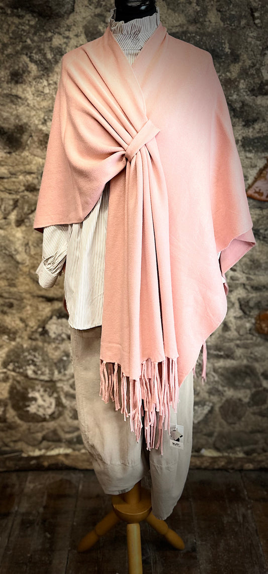 “Chelsea “ strawberry salmon pink cosey fine knit wrap
