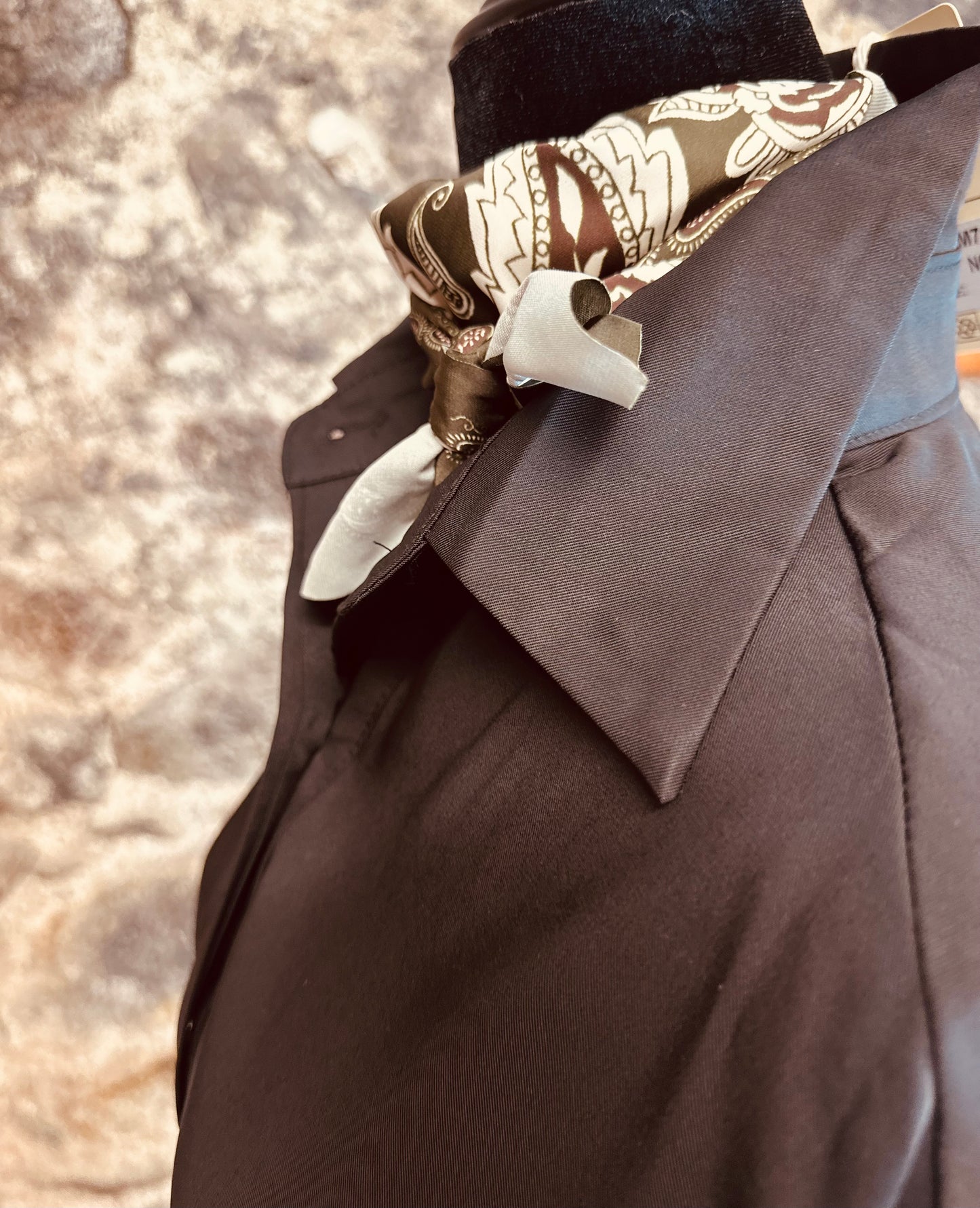 “Mabel “ Ebony Italian hi lo dress shirt