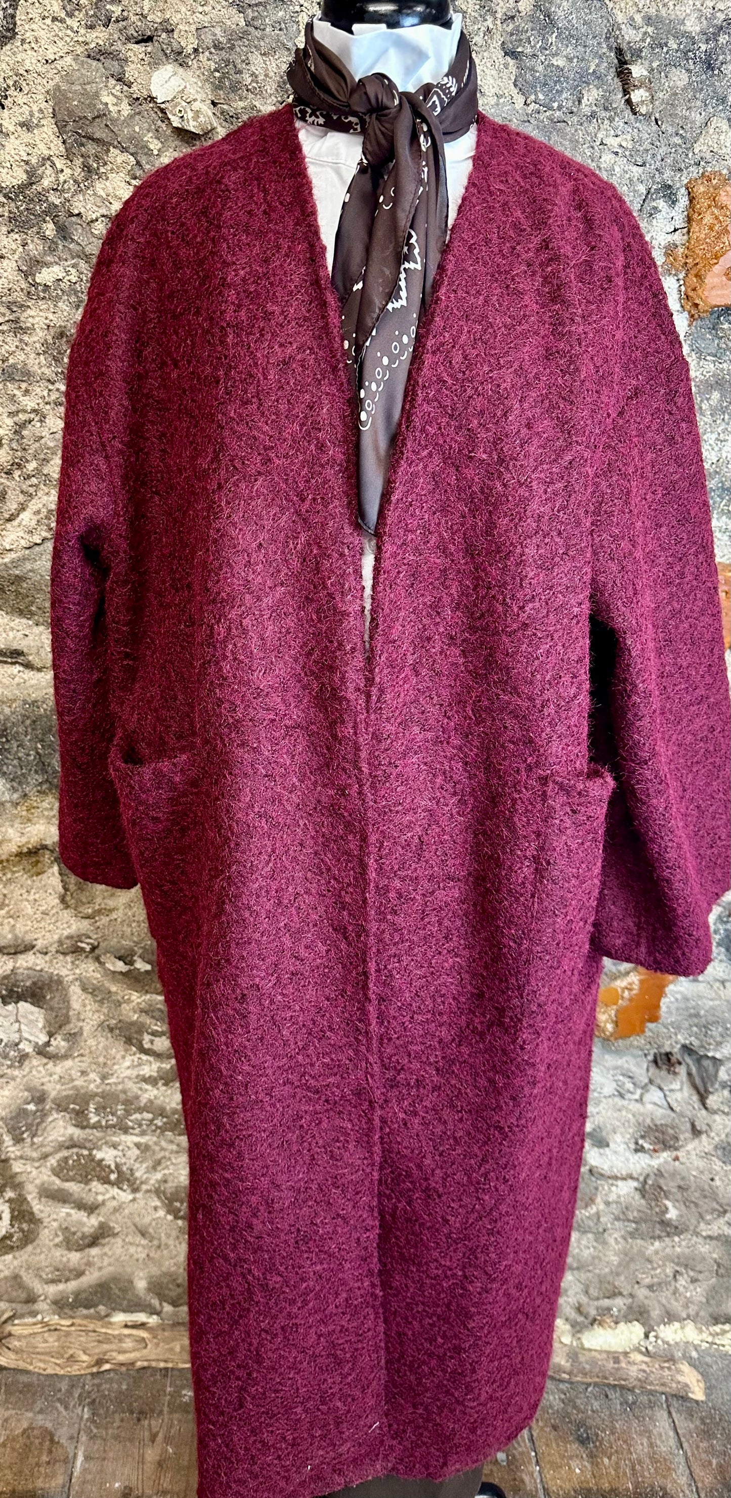 “Kiera “ Italian Bordeaux super cosey kimono full length shacket