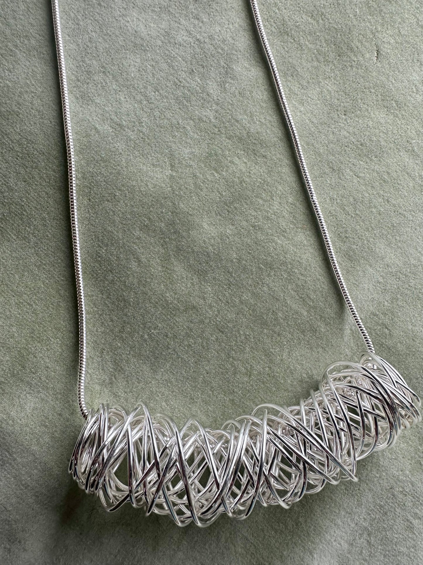 Silver plated wire minimalisg statement neckpiece