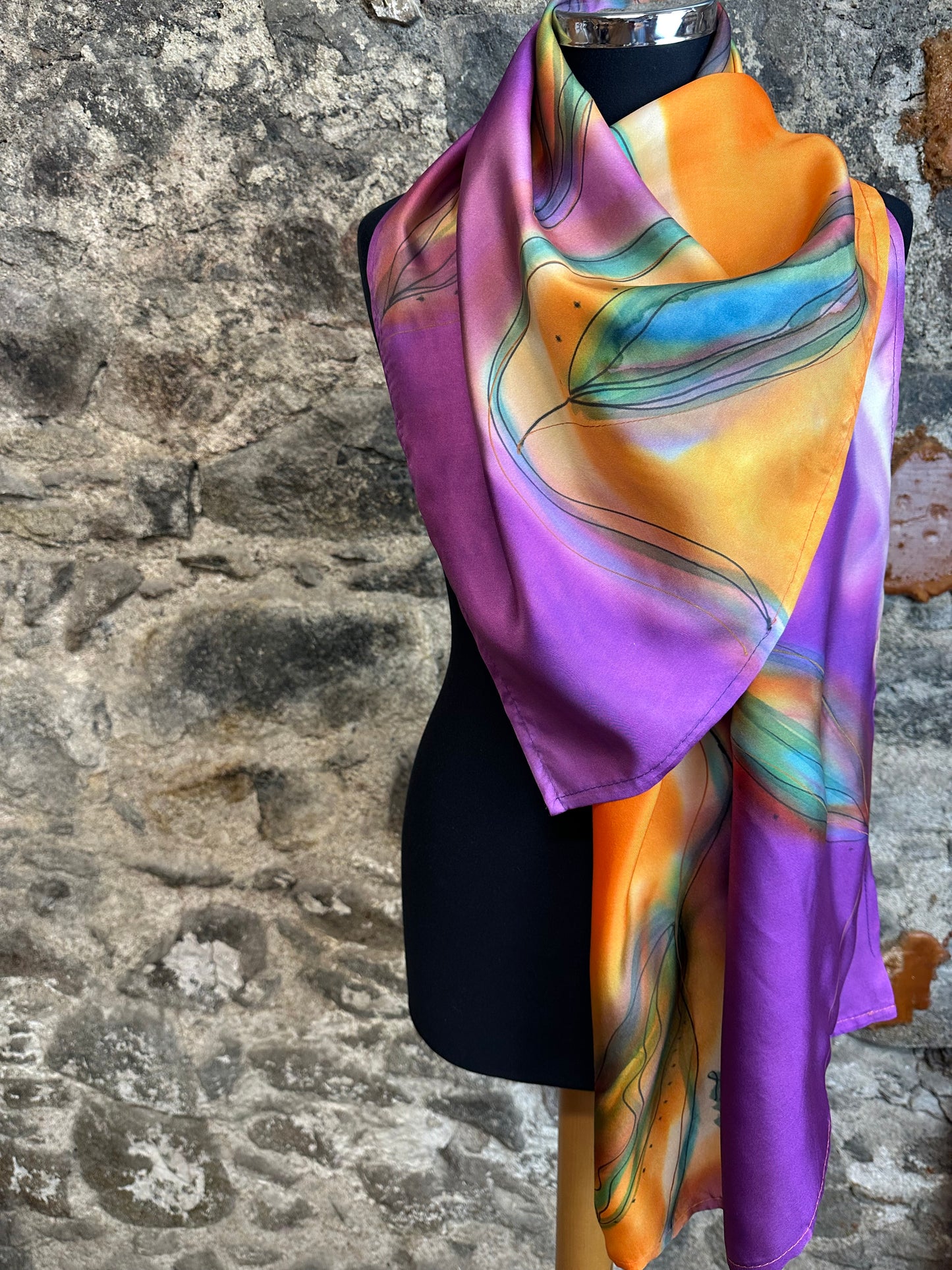 Lorsha Handpainted silk Scarf