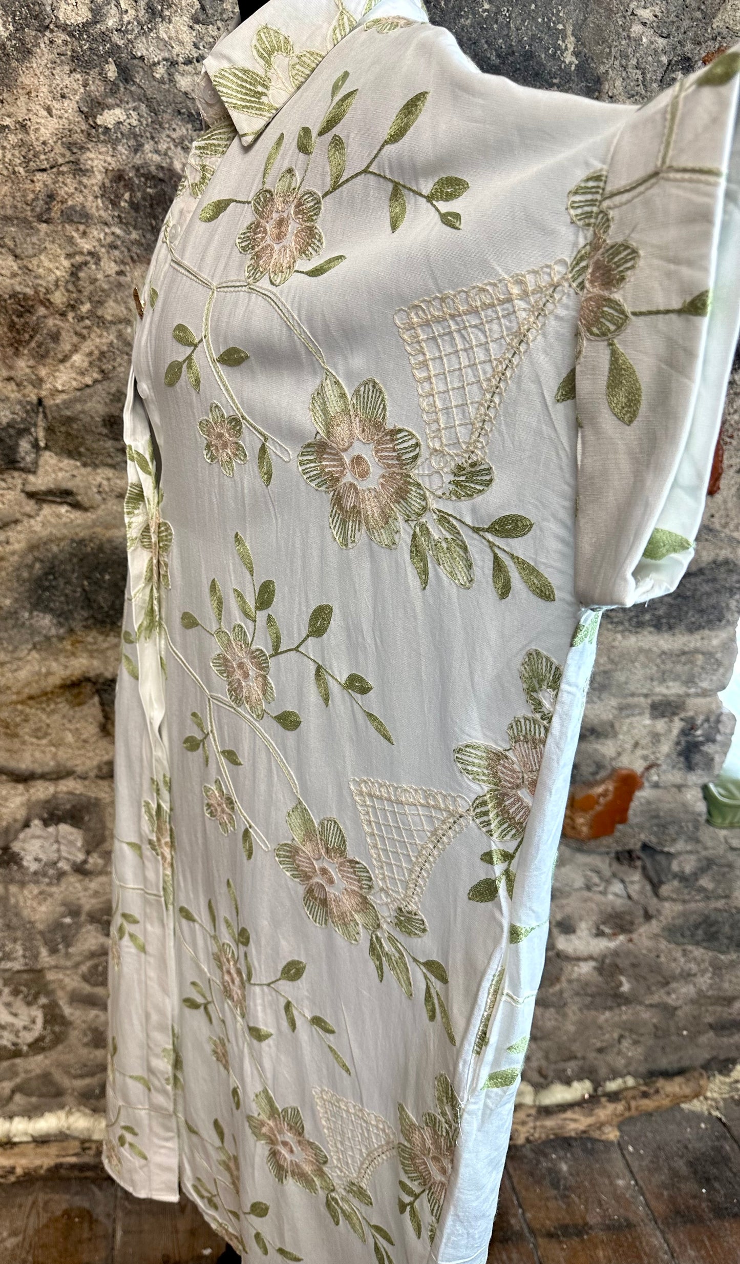 “Victoria” embellished embroidered Italian dress shirt