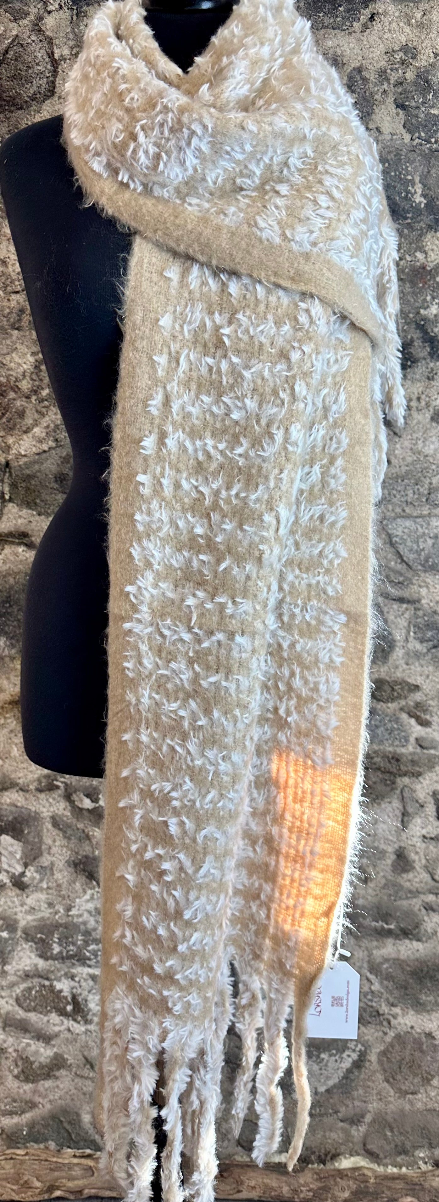 Cosey cream and winter white super soft wrap