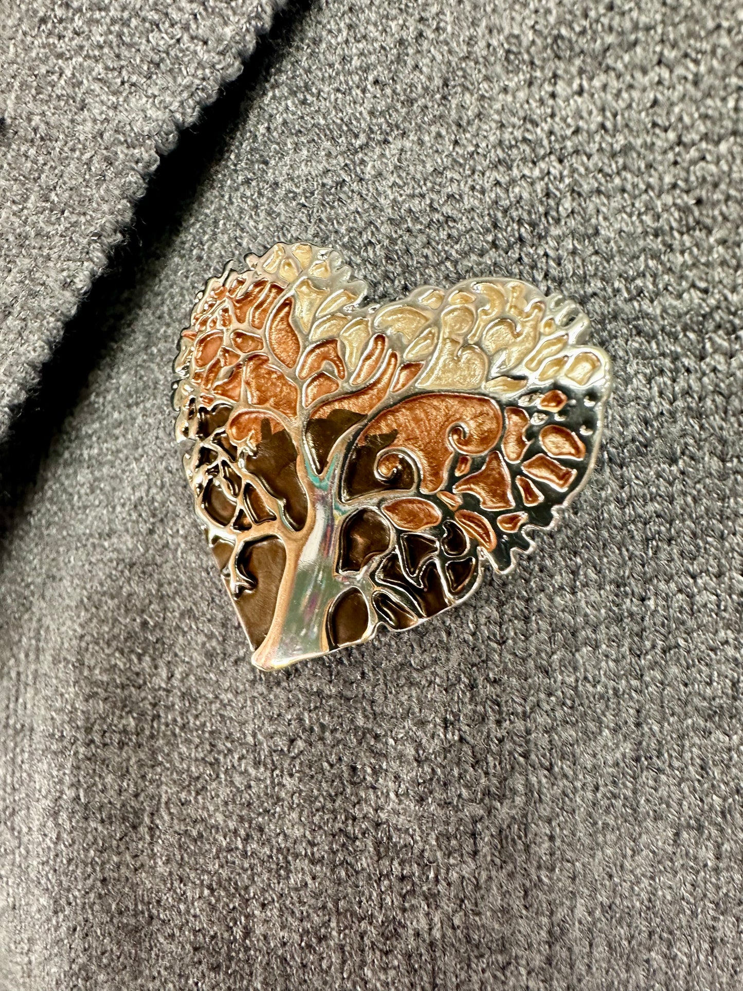 Tree heart nickel free magnetic brooch