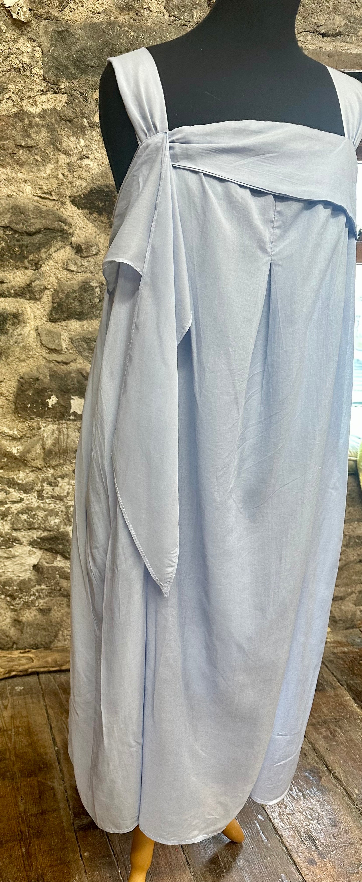 “Marguerite”powder blue Italian cotton lined dress