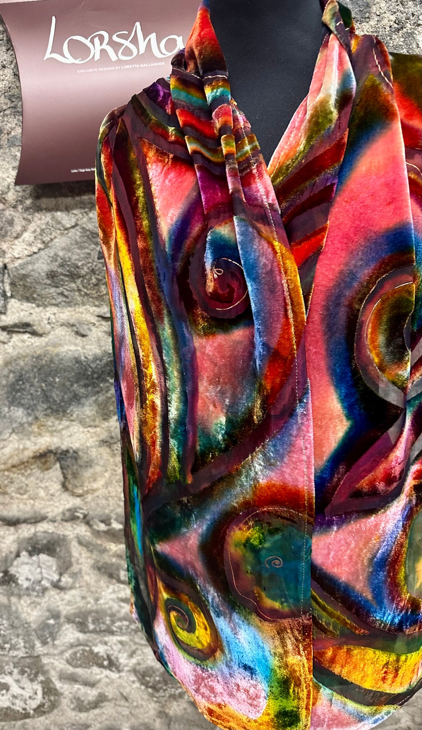 Lorshadesign Handpainted Devore velvet scarf collection