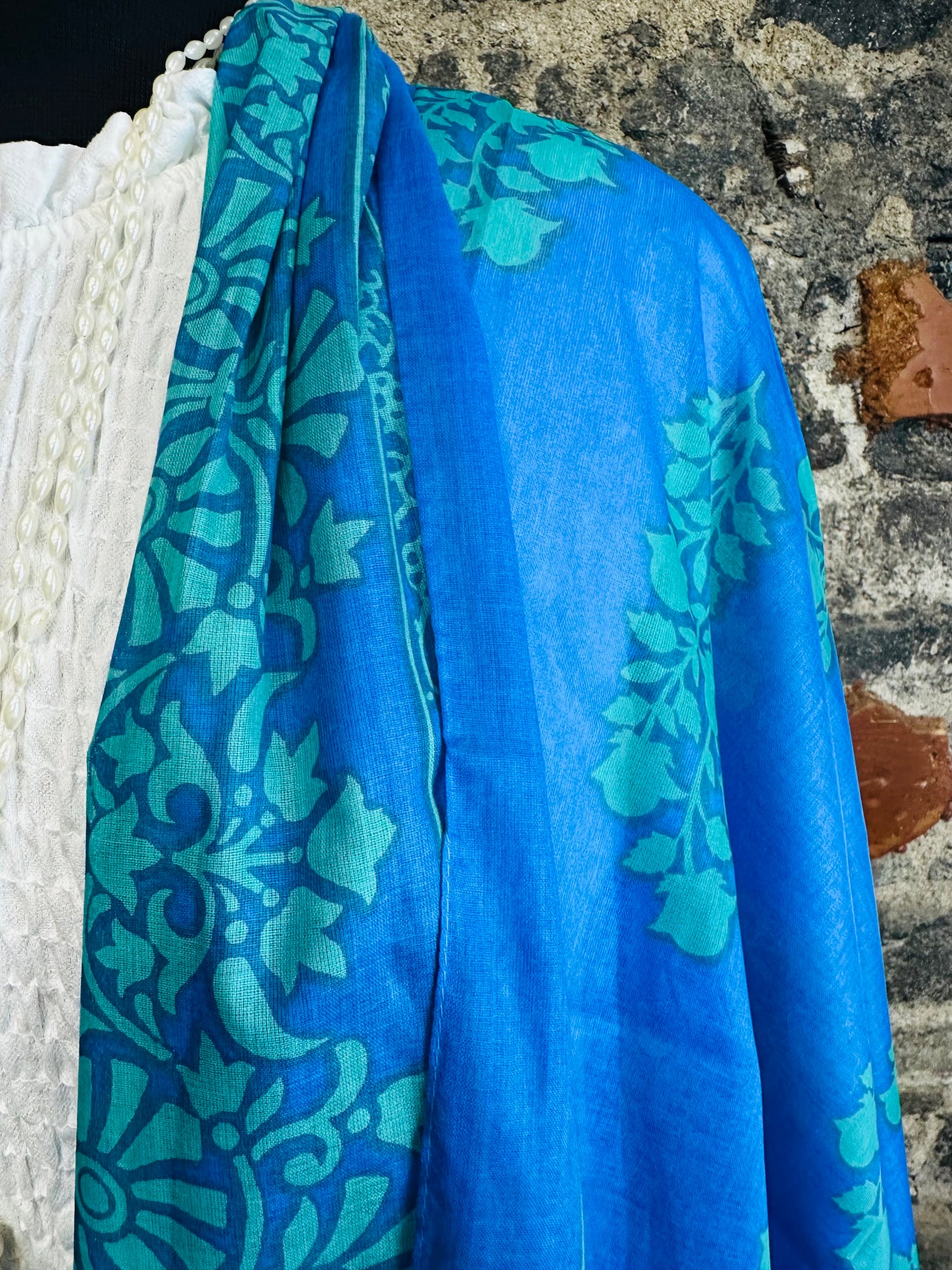 Beautiful cotton jade and sapphire blue wrap