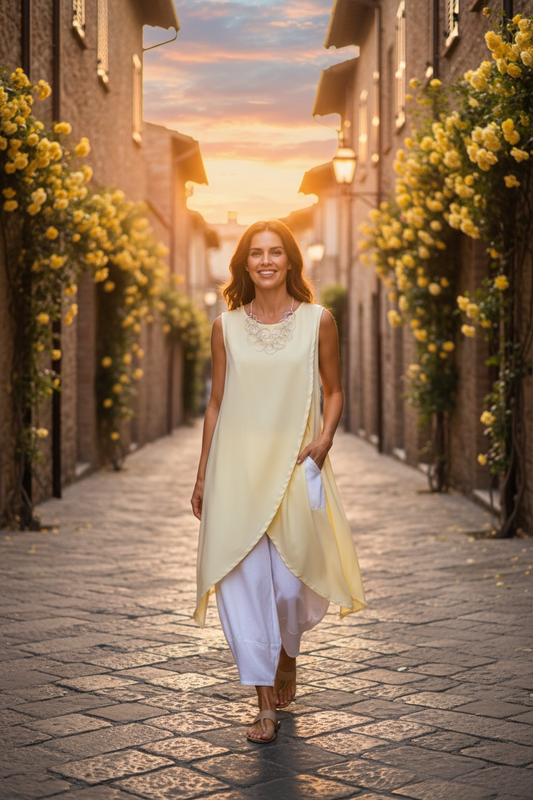 “Sunita “ Italian lemon crossover tunic