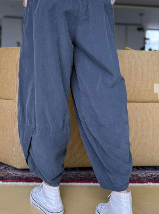 “Toni “ graphite grey Italian needle corduroy cocoon cullottes