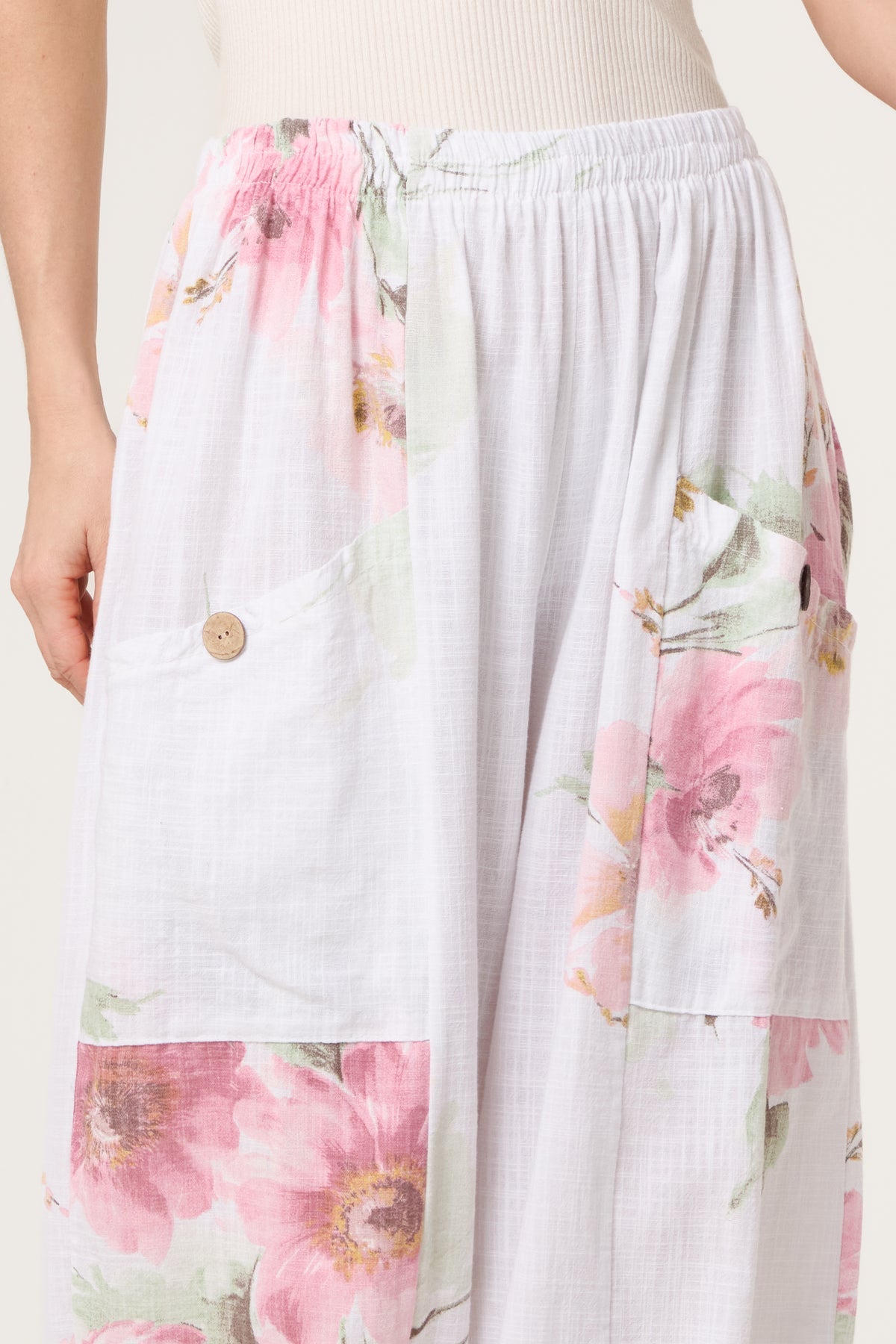 “Karina “ white Italian floral culottes