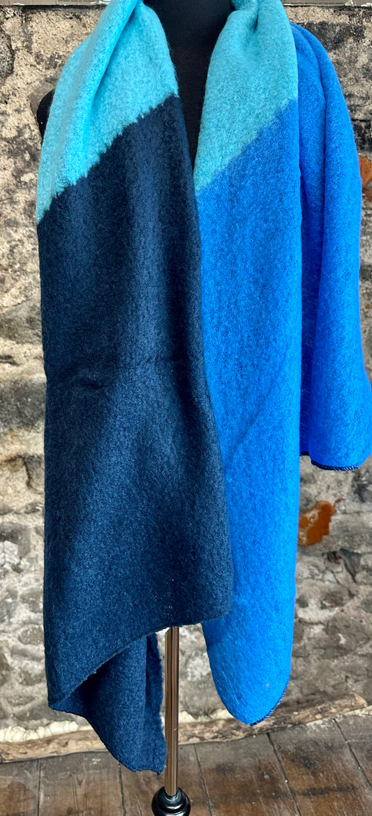 Super cosey navy and turquoise large wrap