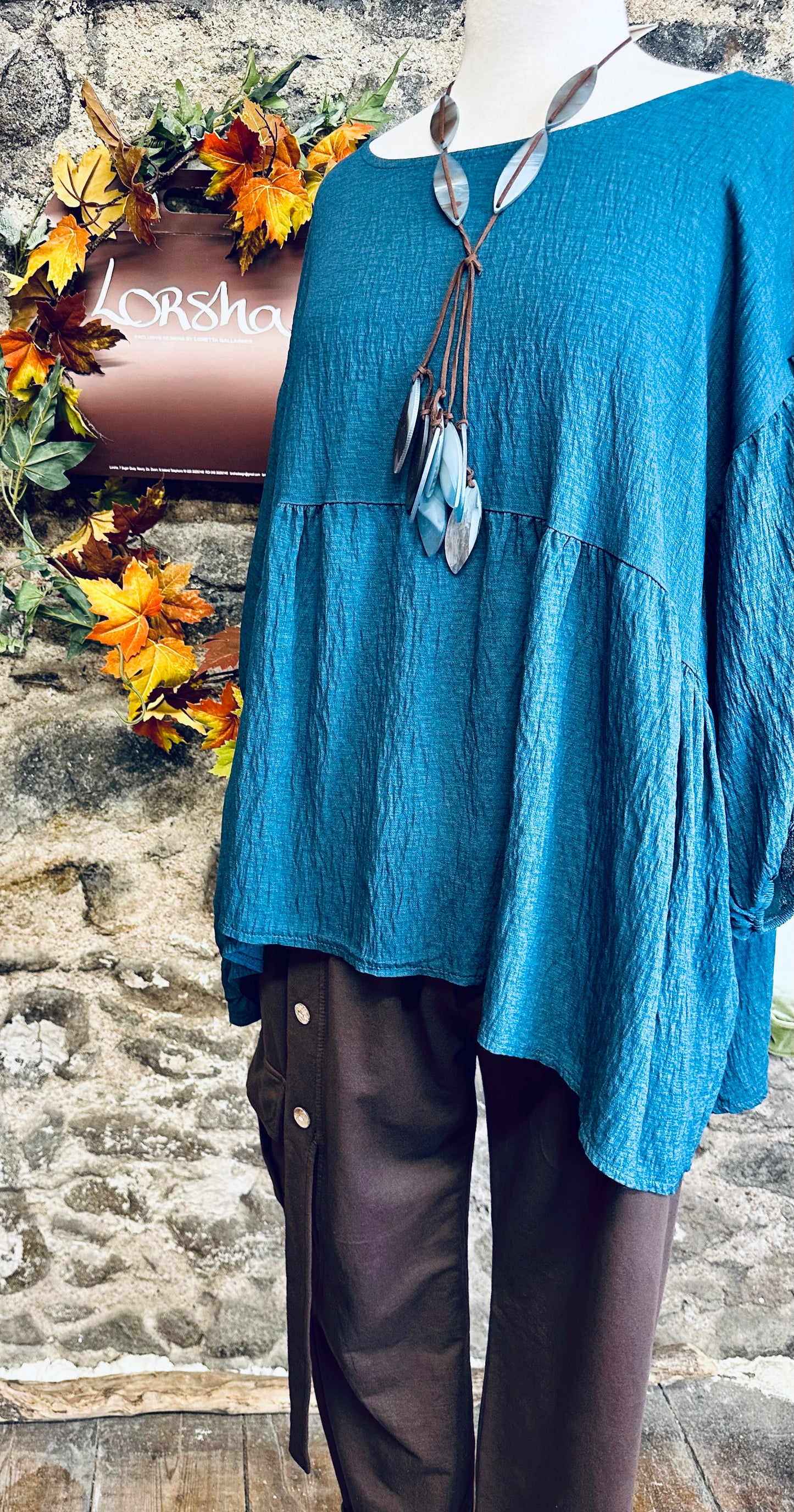 “Rachel “ teal Italian smock tunic