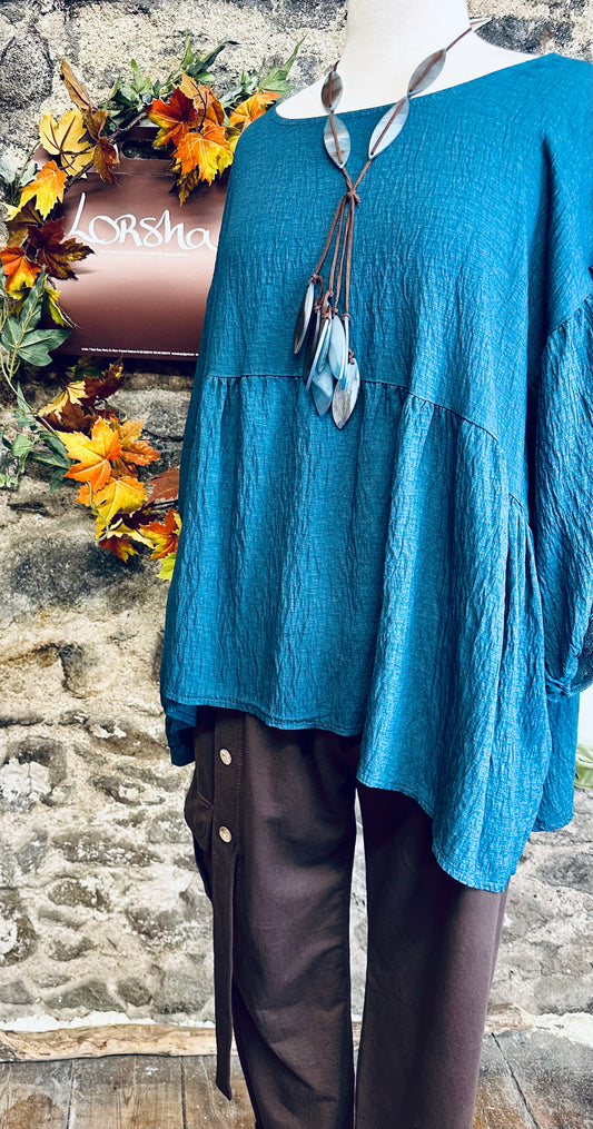 “Rachel “ teal Italian smock tunic