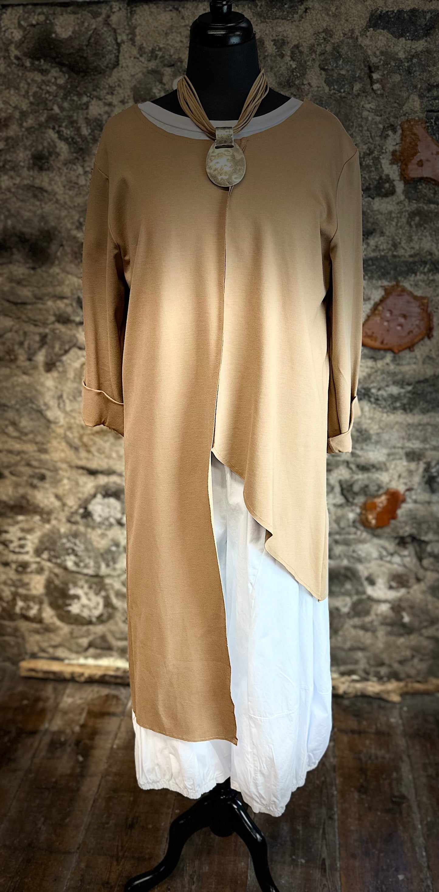 “Mayla  “ caramel asymmetrical Italian tunic