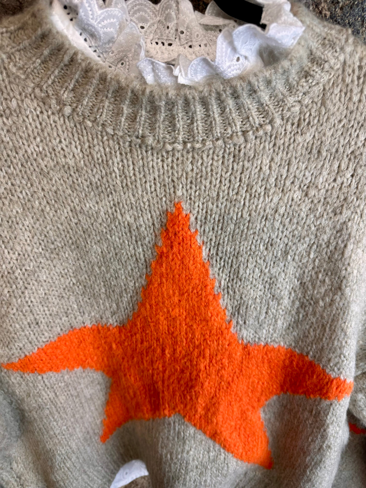 “Bowie “mocha and tangerine Italian knit