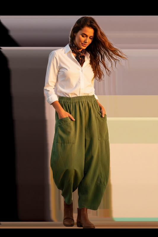 “Toni “ olive pin corduroy Italian cullottes