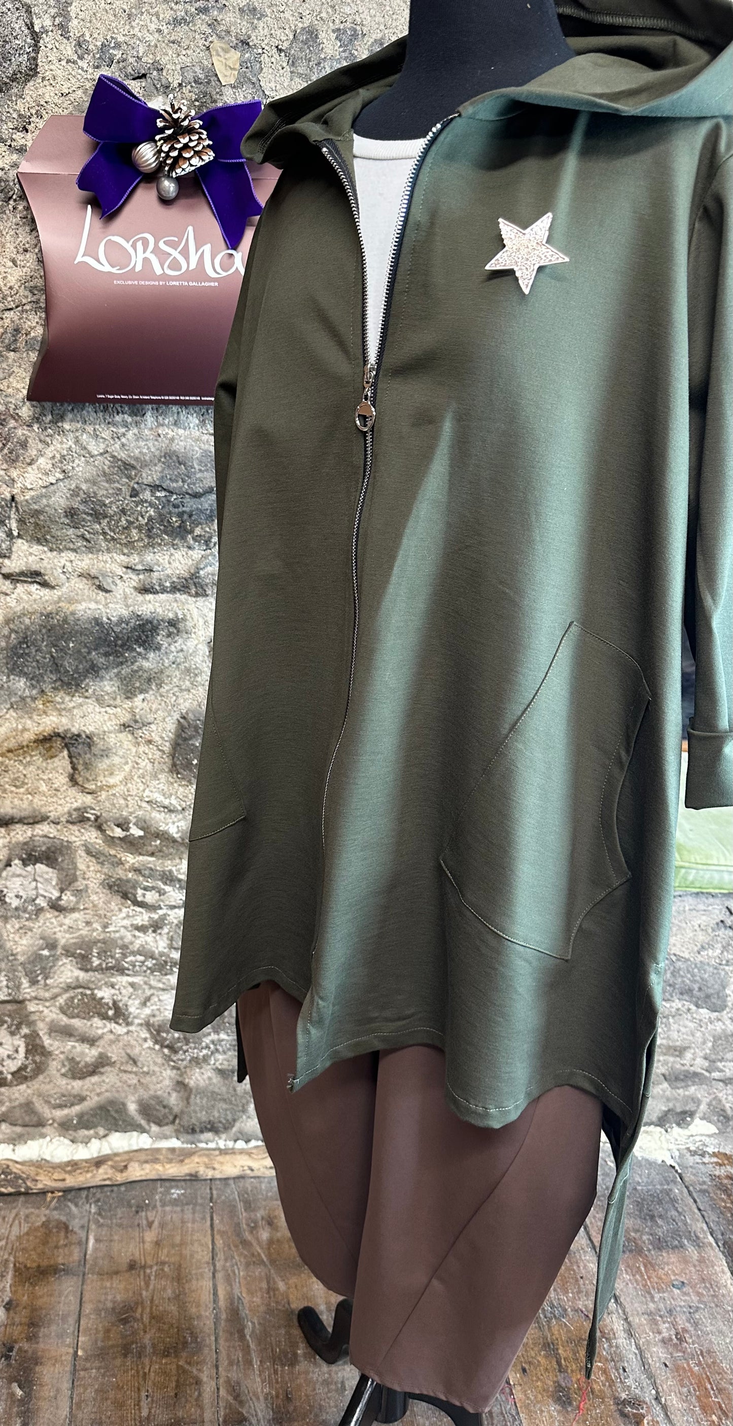 “Jane” Forest Green Italian hi lo dress coat