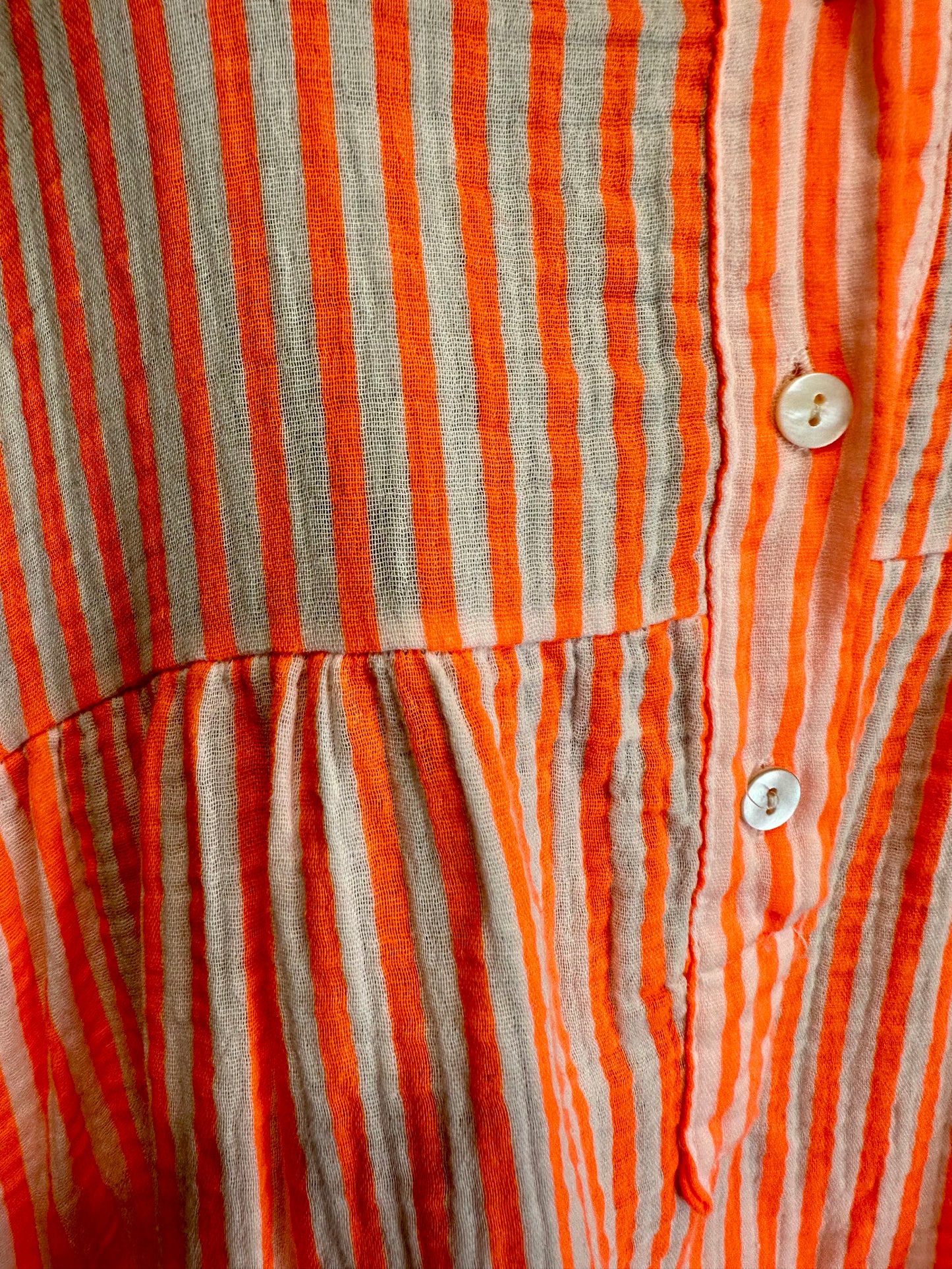 “Jennie “ tangerine neon and cream stripe Italian tunic