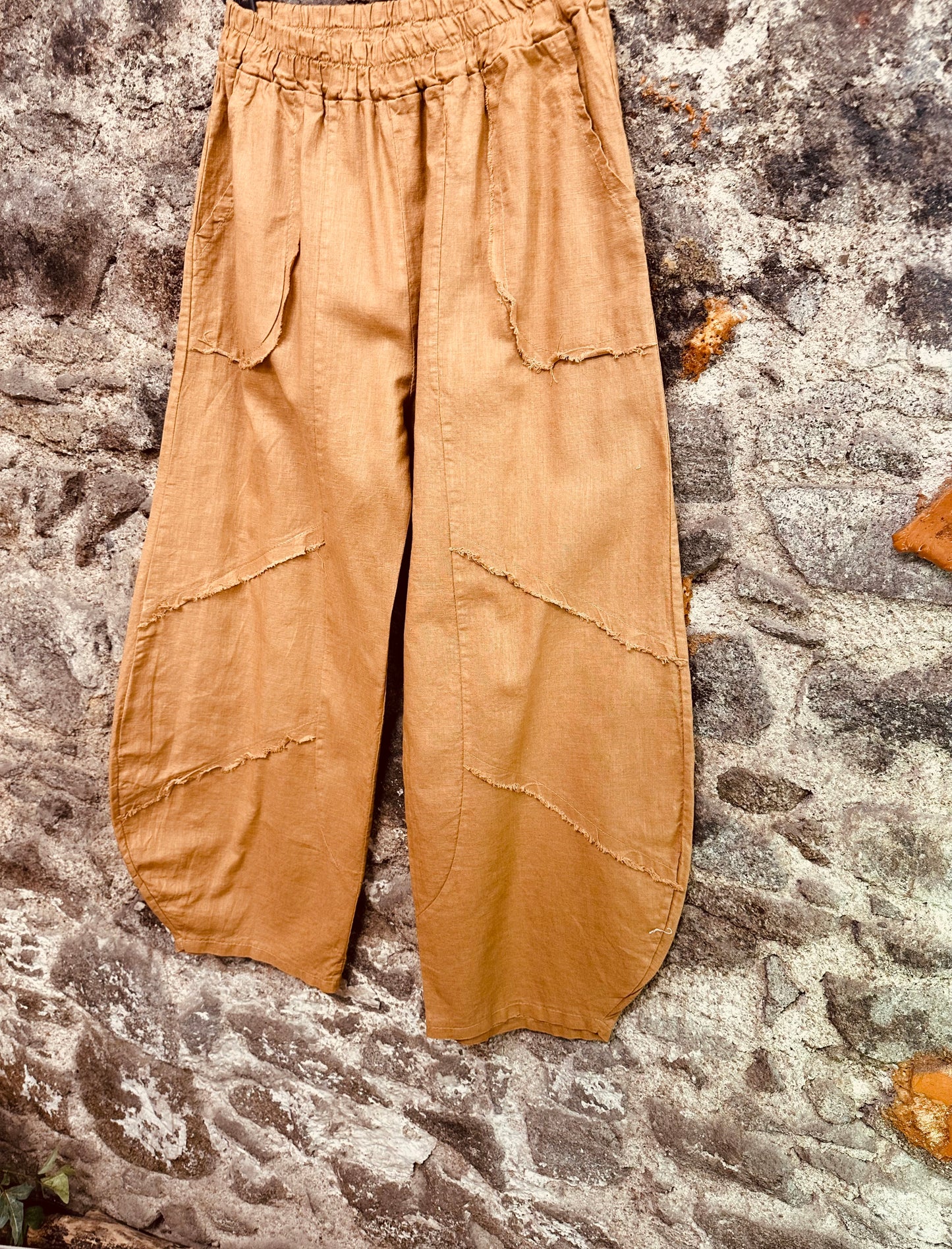 “Lily “bronze Italian linen cocoon trouser