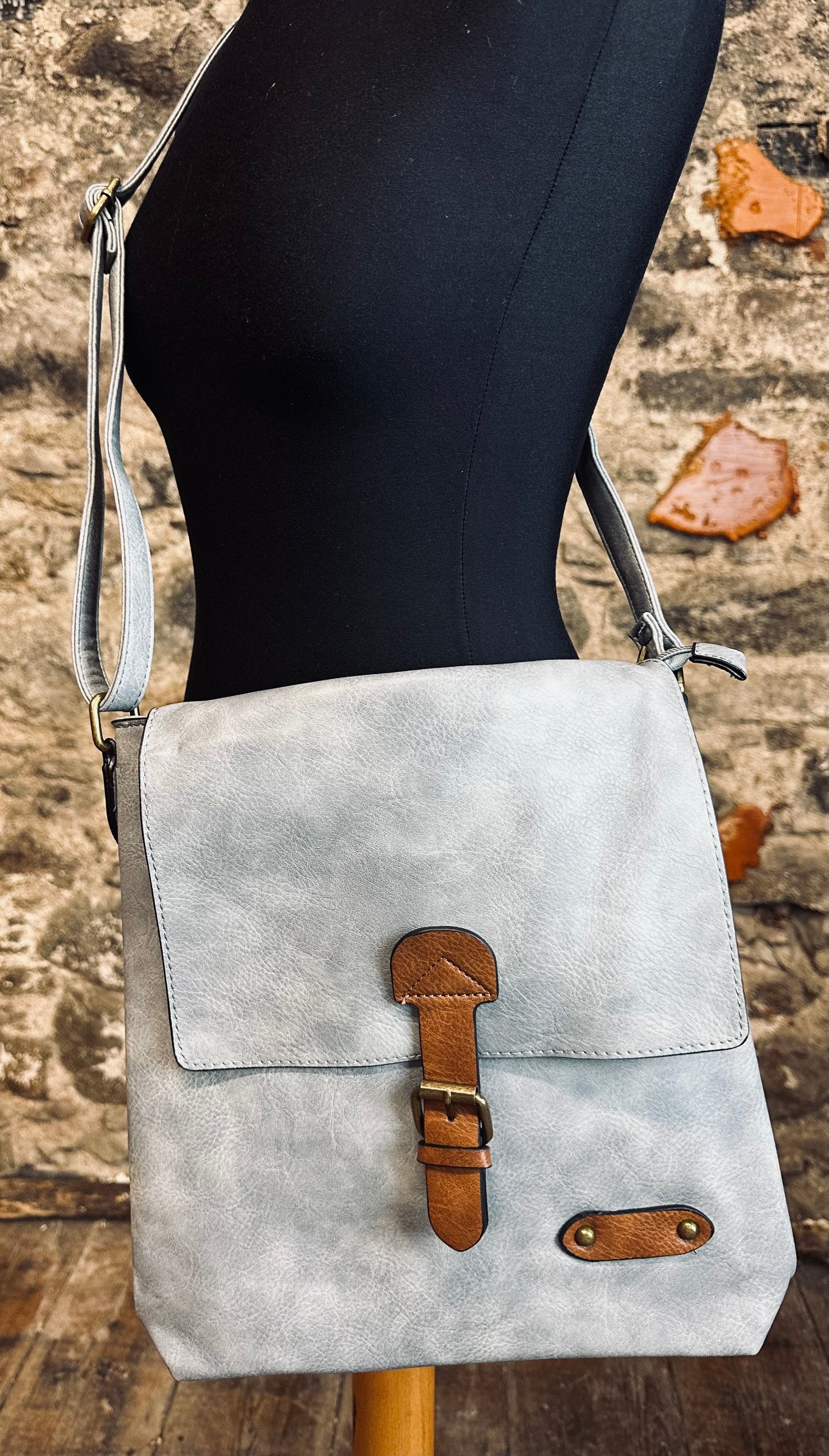 “Maggie “sky vegan satchel crossbody