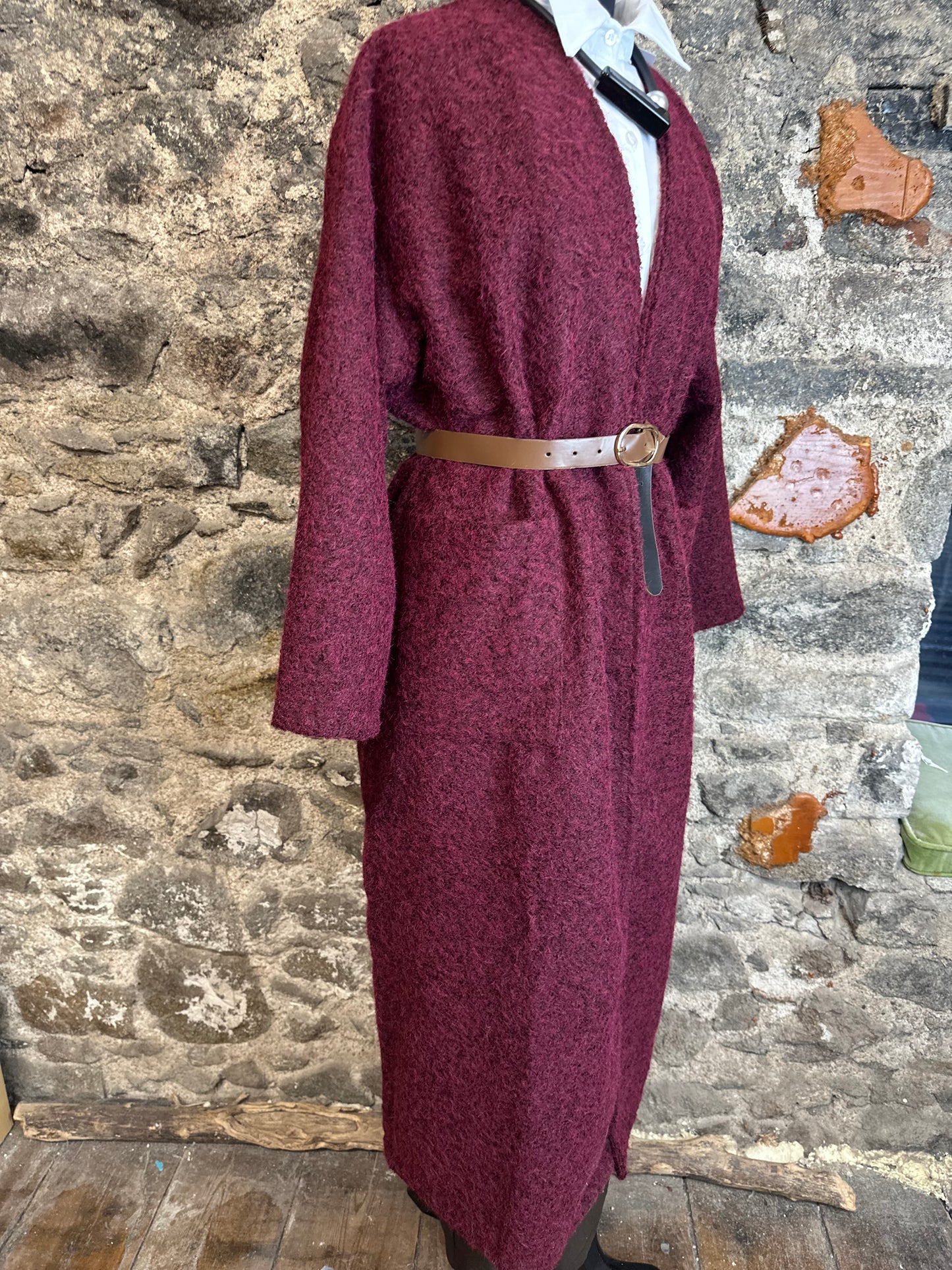 “Kiera “ Bordeaux kimono boucle shacket