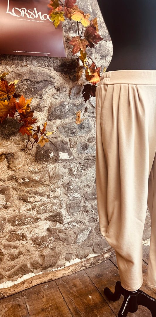 “Meabh “ Italian pin tuck butter cream casual trouser