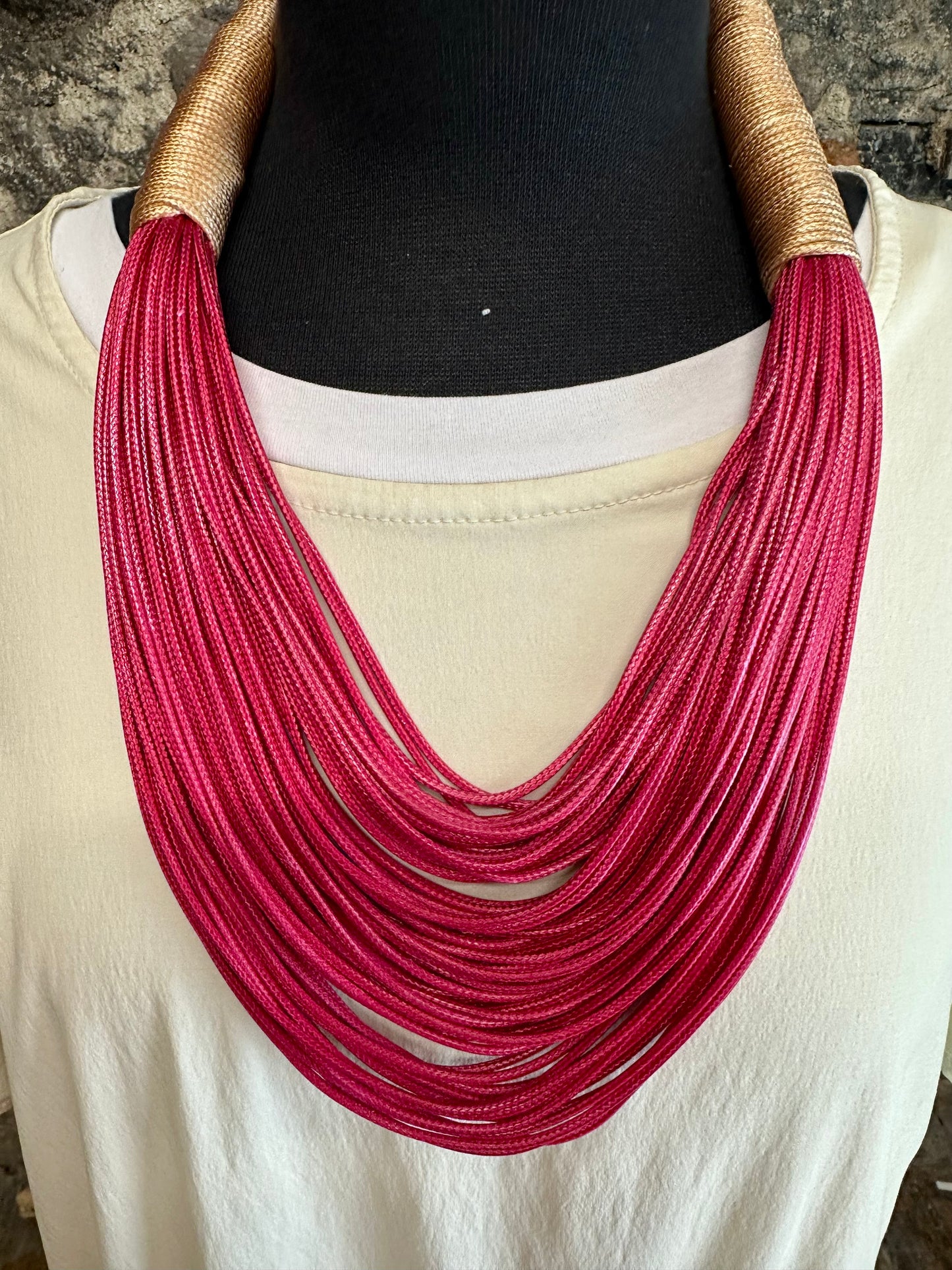 “Aisling “ cerise multi layer rope neckpiece