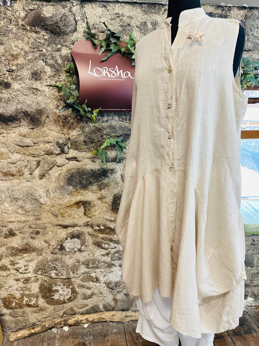 “ contessa “ Italian linen pin tuck tunic dress natural