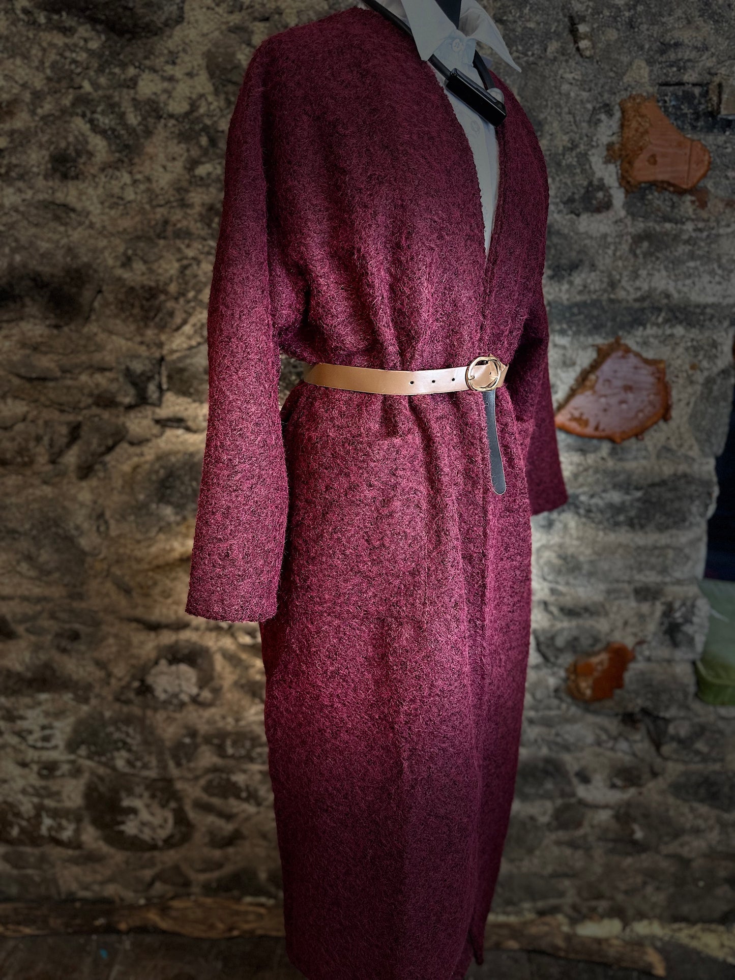 “Kiera “ Bordeaux kimono boucle shacket