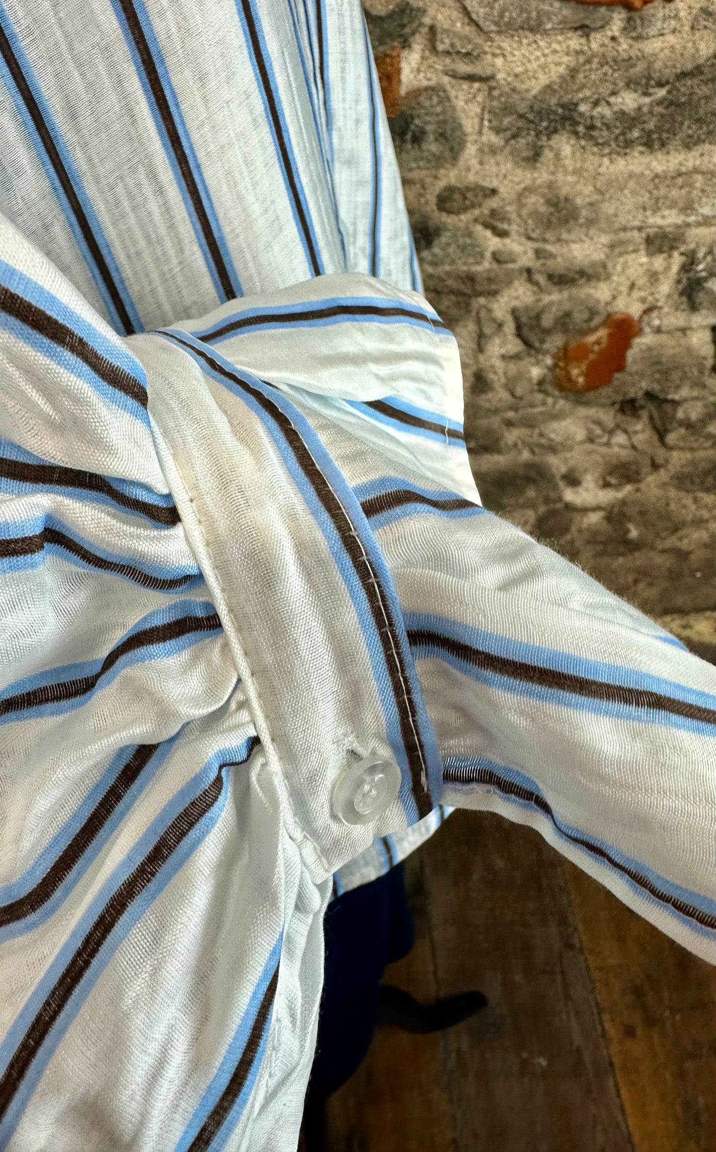 “Brontë “ pinstripe renaissance blousson statement Italian blouse