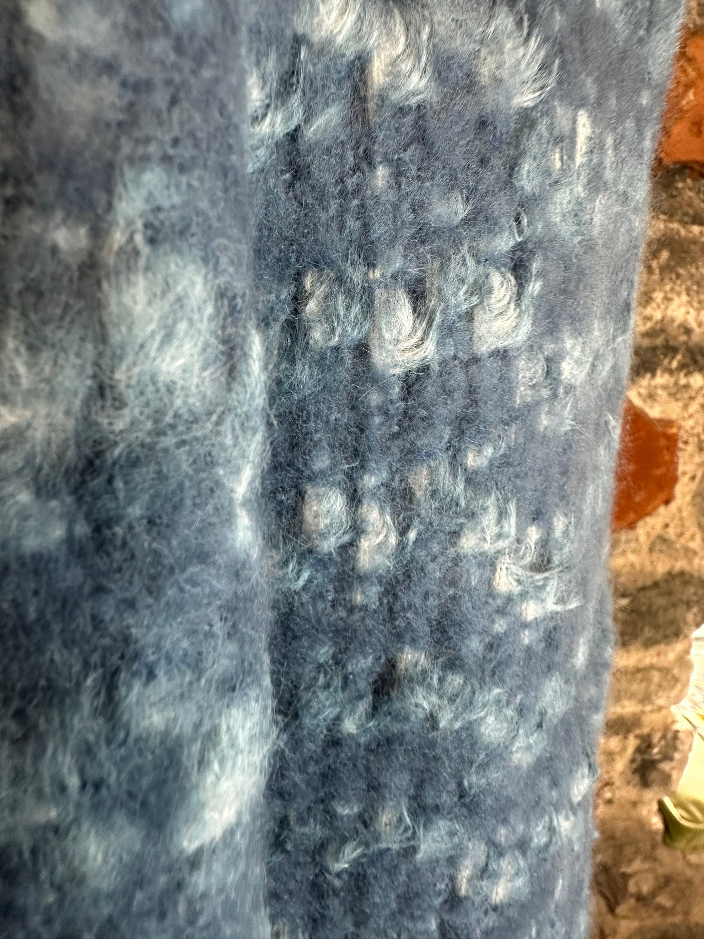 Cosey super soft fringed denim blue wrap