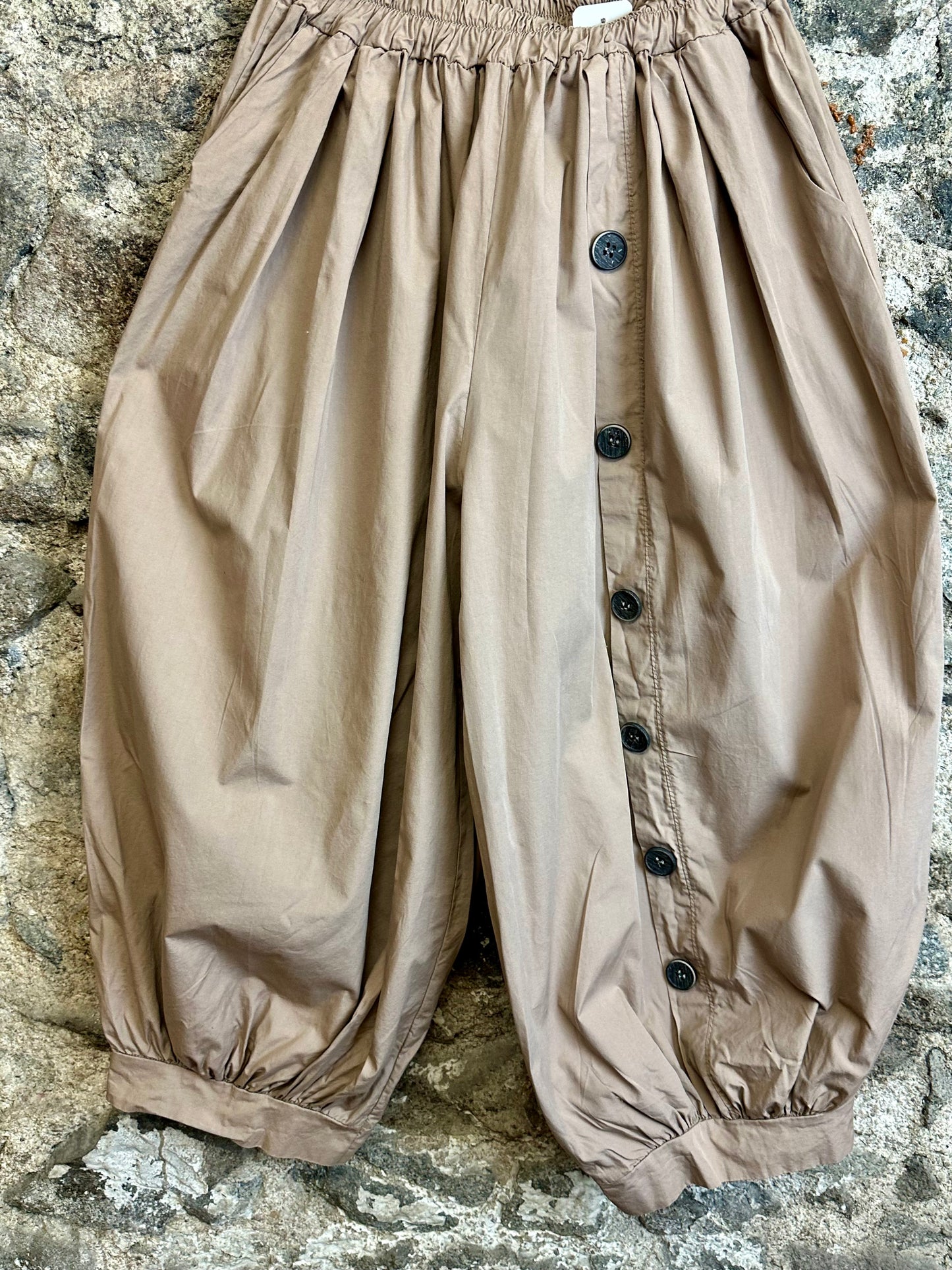 “Charlotte “ mocha Italian button trouser
