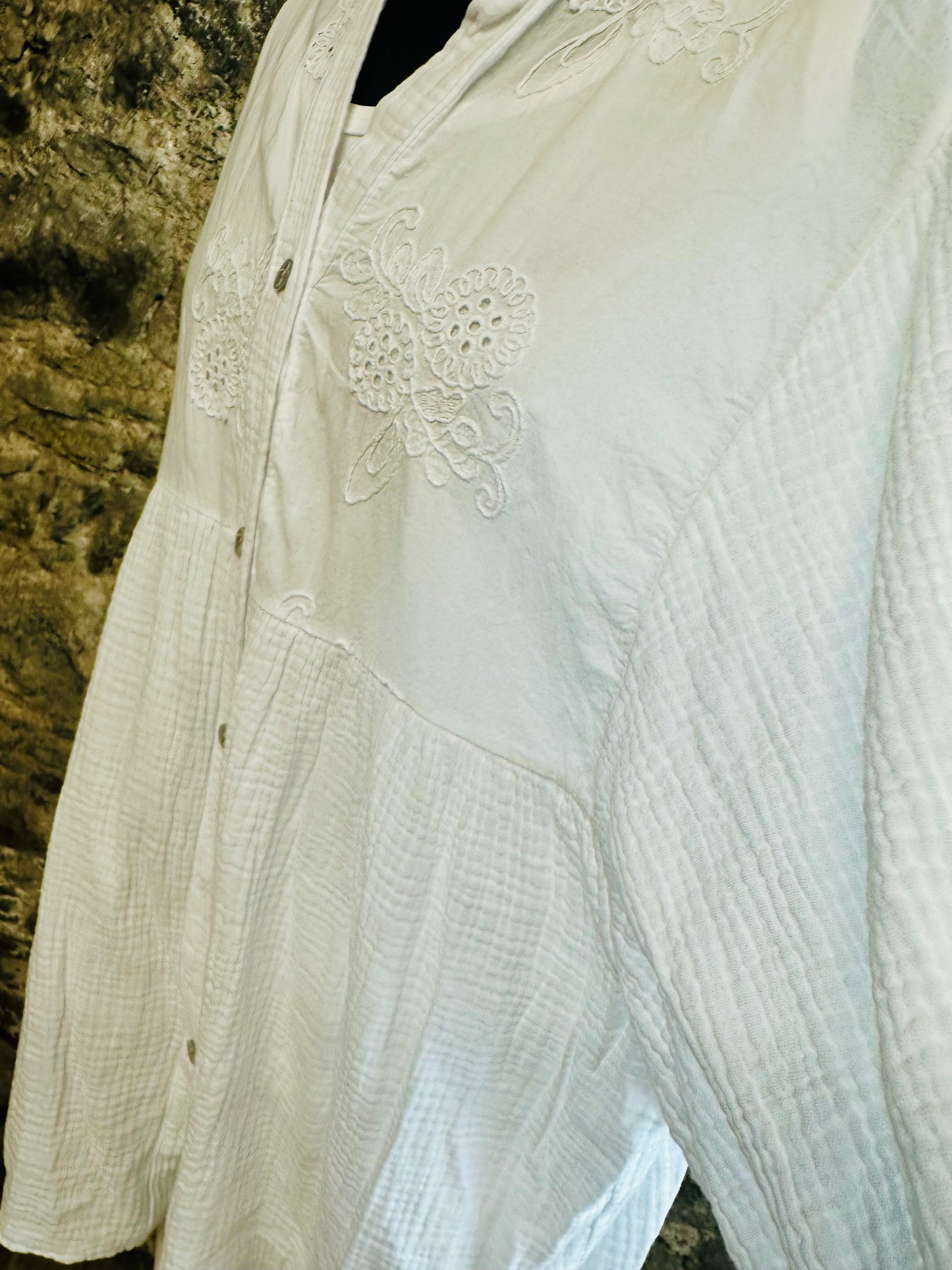 “Harriet “ white Italian cotton and cheese cloth tunic